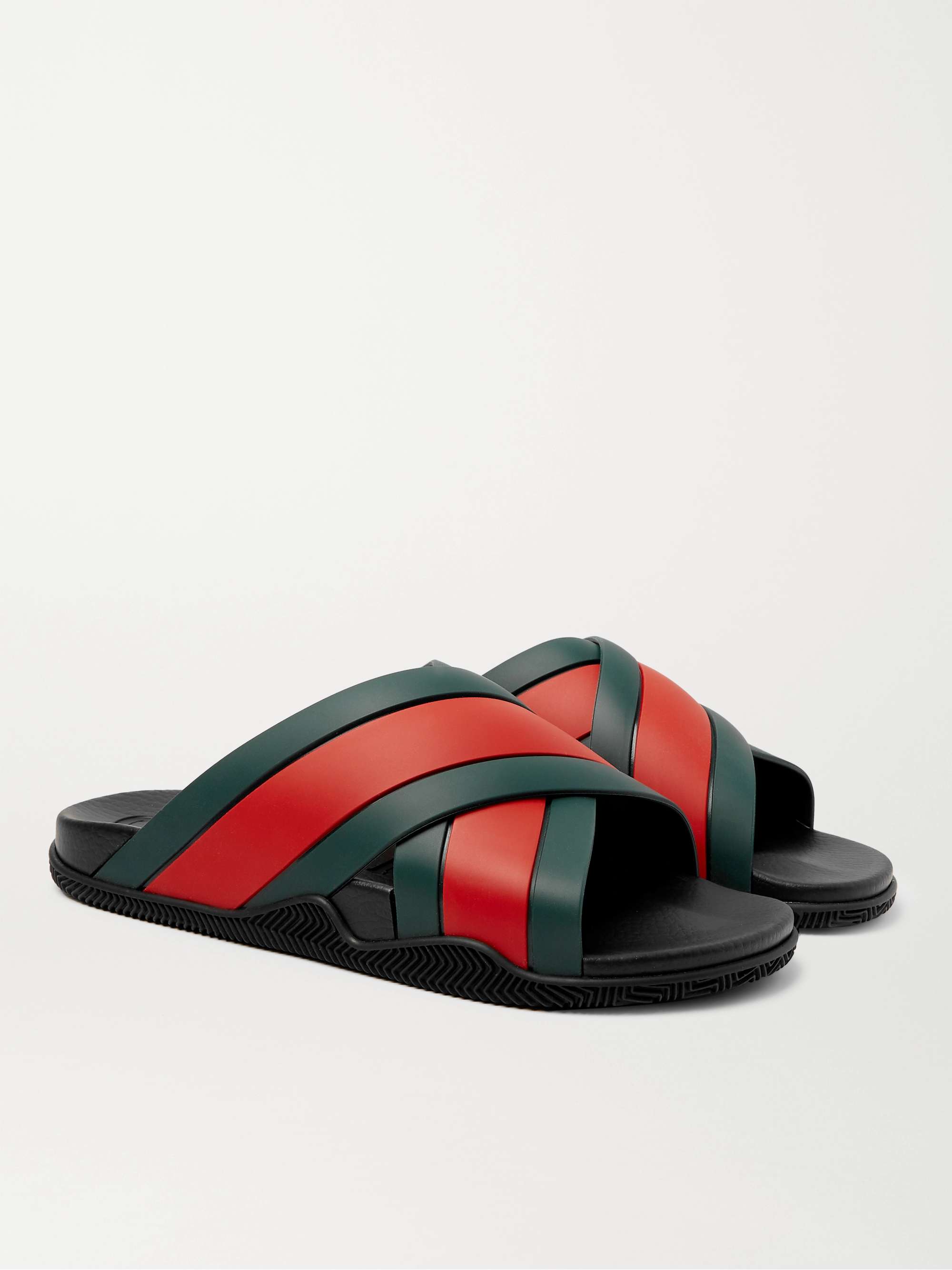 GUCCI Striped Rubber Slides