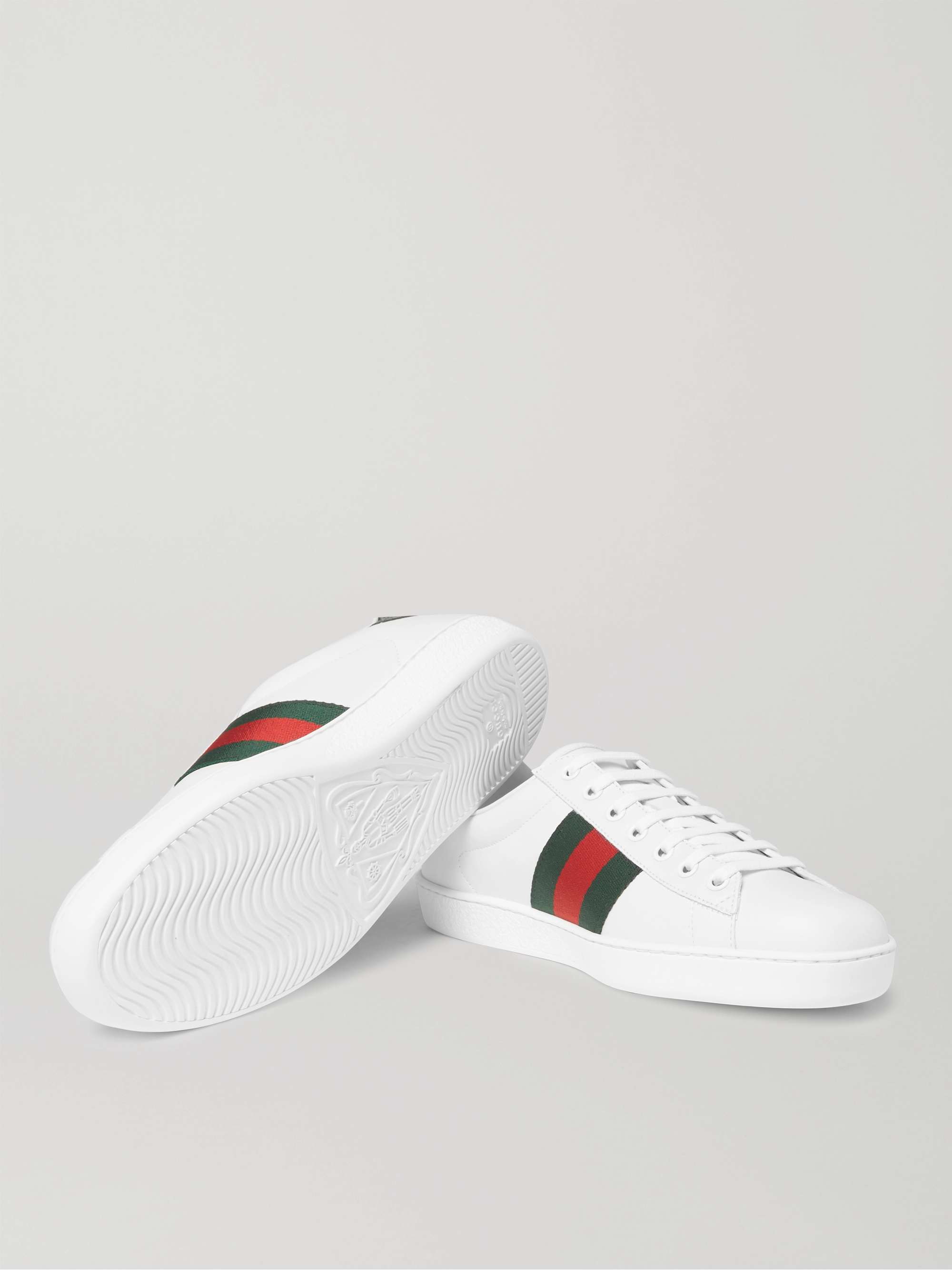 Læring Skubbe Lærd GUCCI Ace Faux Watersnake-Trimmed Embroidered Leather Sneakers for Men | MR  PORTER