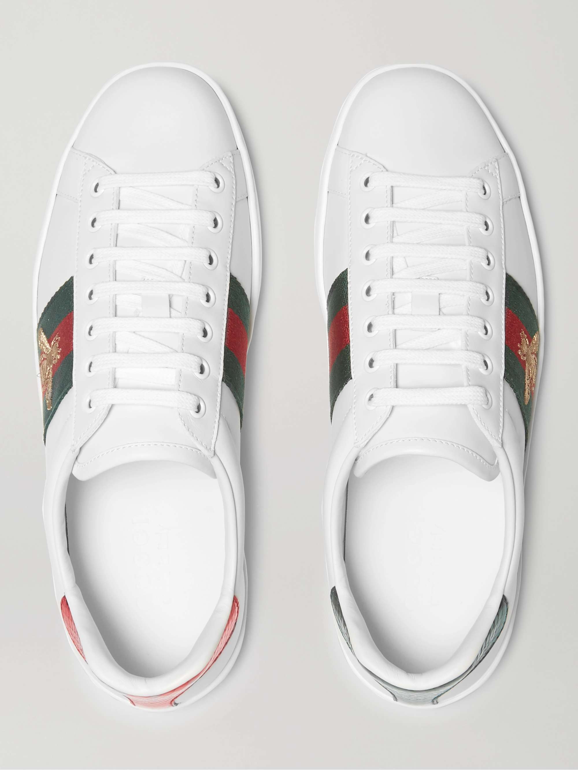 Gucci Ace Bee Striped Leather Sneakers