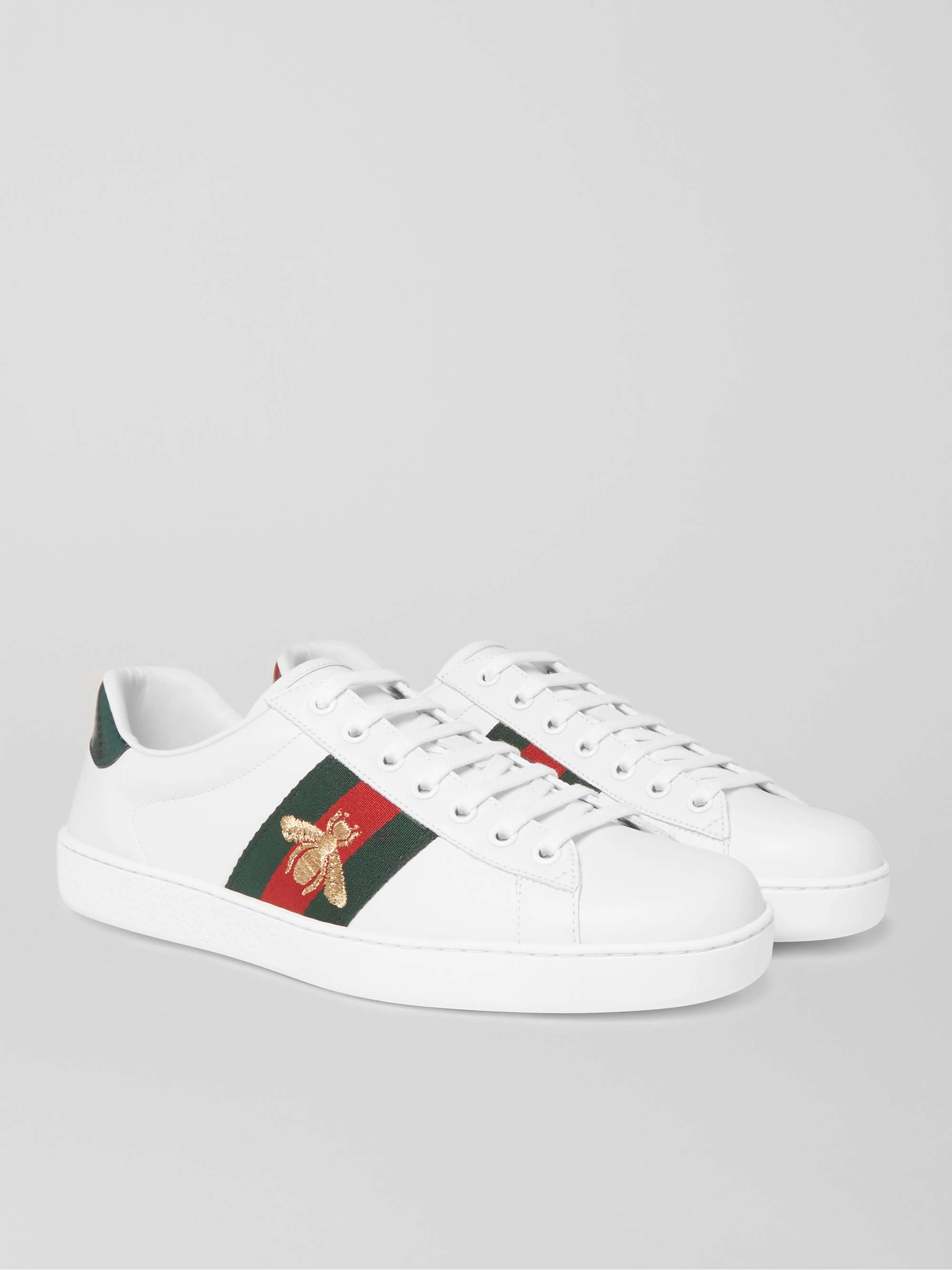 Læring Skubbe Lærd GUCCI Ace Faux Watersnake-Trimmed Embroidered Leather Sneakers for Men | MR  PORTER