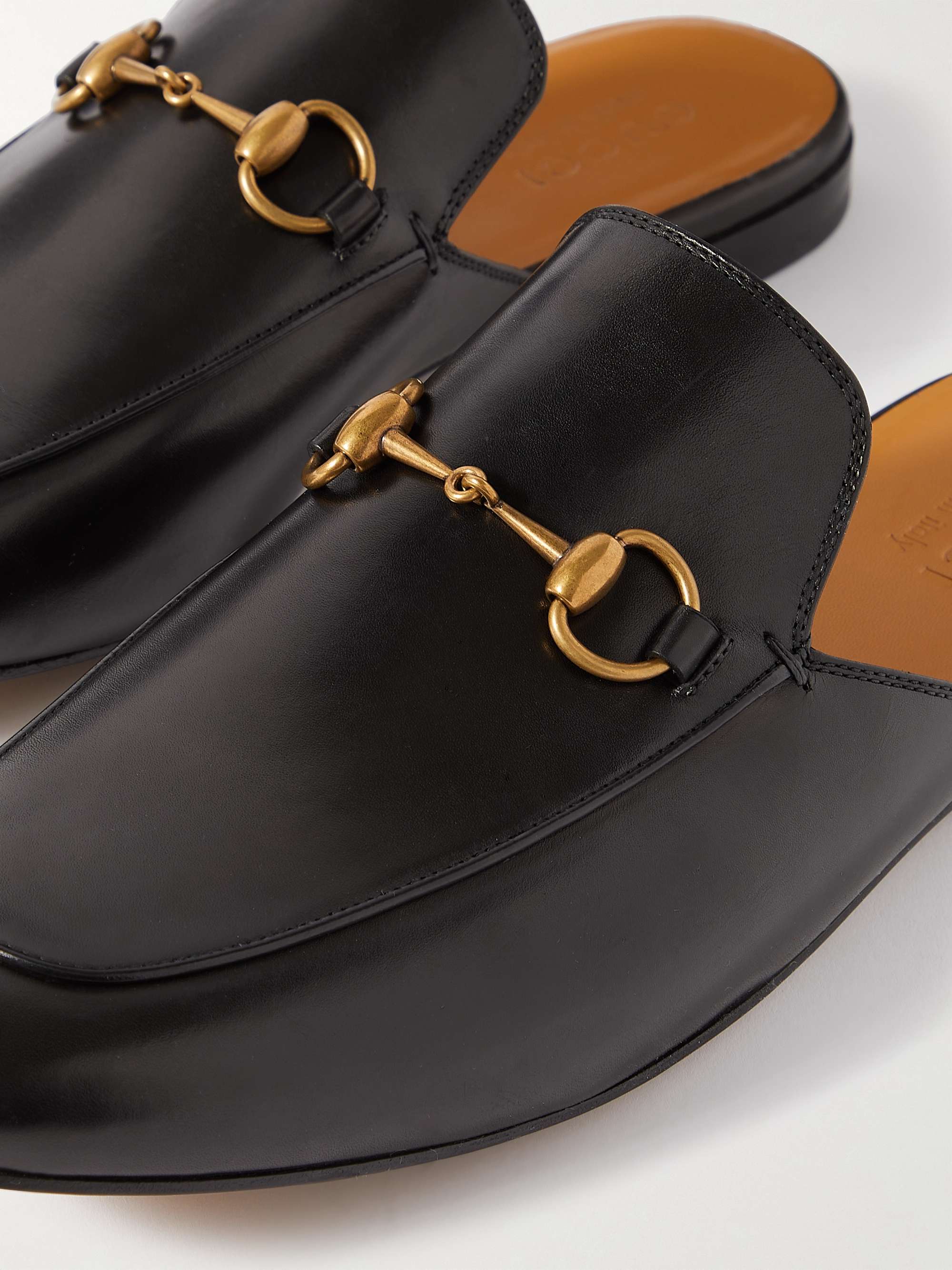GUCCI Horsebit Leather Backless Loafers