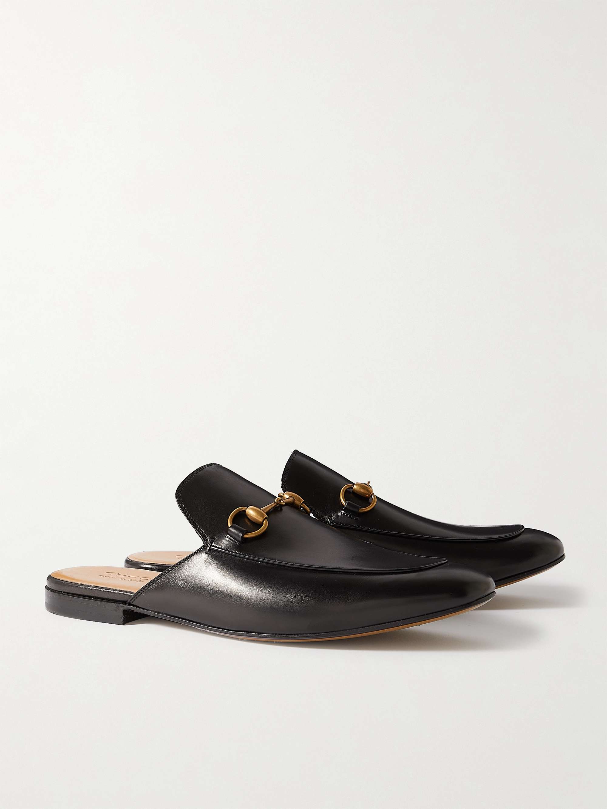 GUCCI Horsebit Leather Backless Loafers