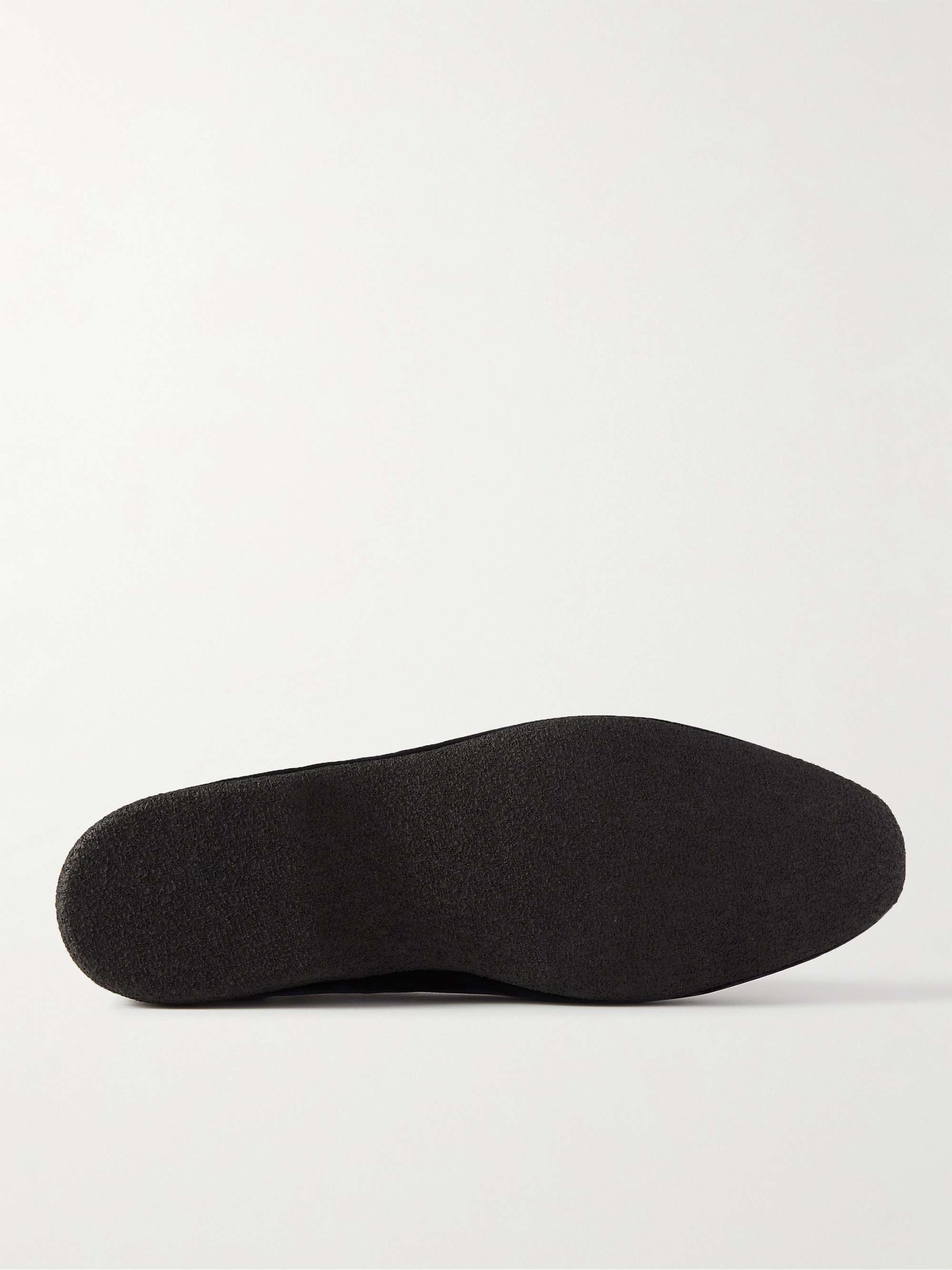 PAUL STUART Hope Leather and Grosgrain-Trimmed Velvet Tasselled Slippers
