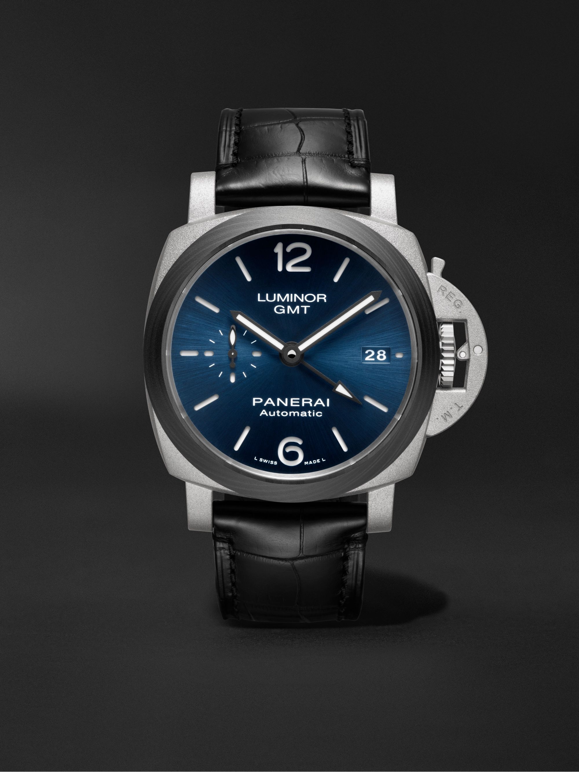 PANERAI Luminor GMT Automatic 42mm Titanium and Alligator Watch, Ref. No. PAM01279