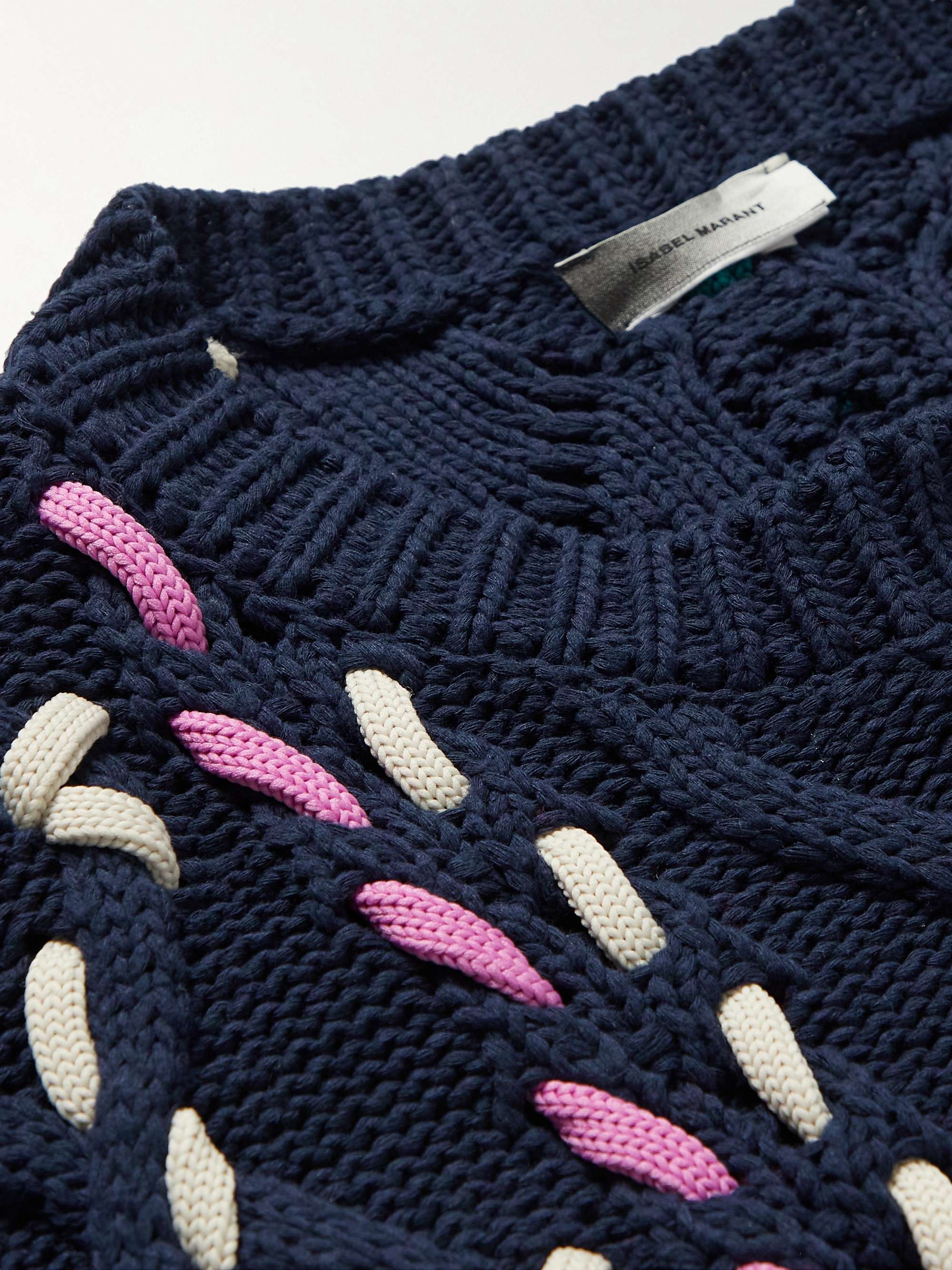 ISABEL MARANT Zolan Embroidered Recycled Cable-Knit Sweater