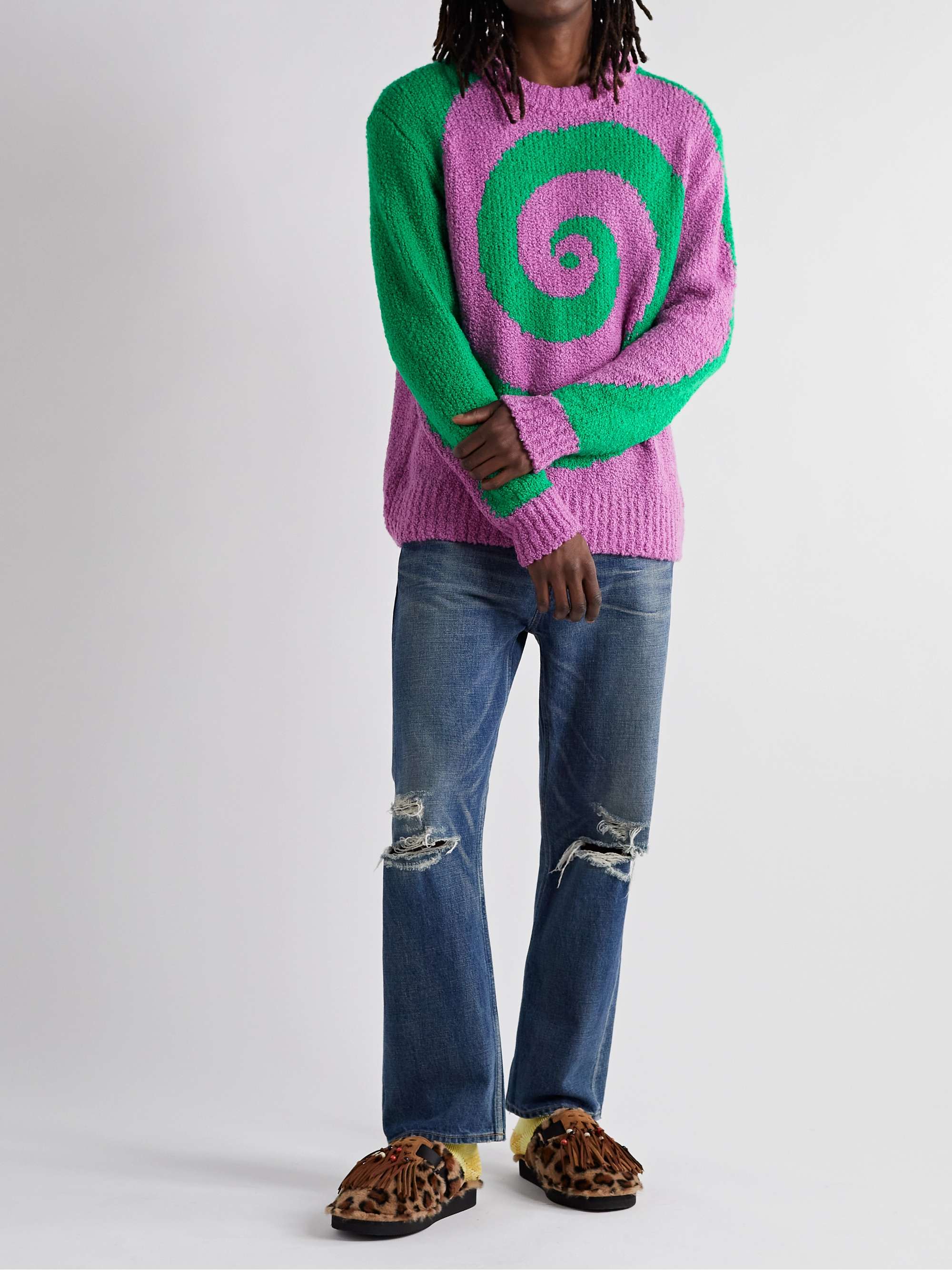 THE ELDER STATESMAN Cashmere and Silk-Blend Bouclé Sweater