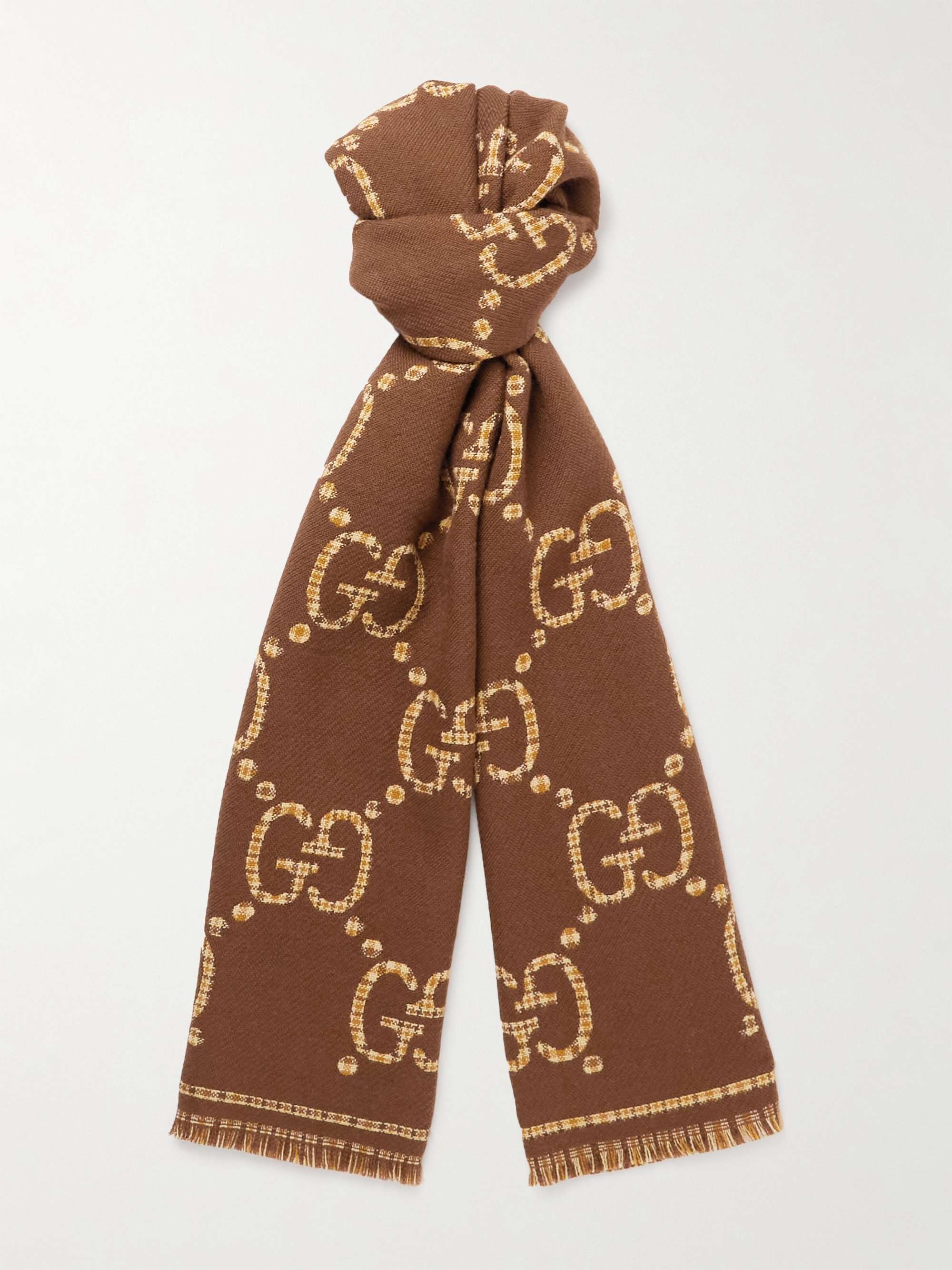 Monogram wool scarf (Brown