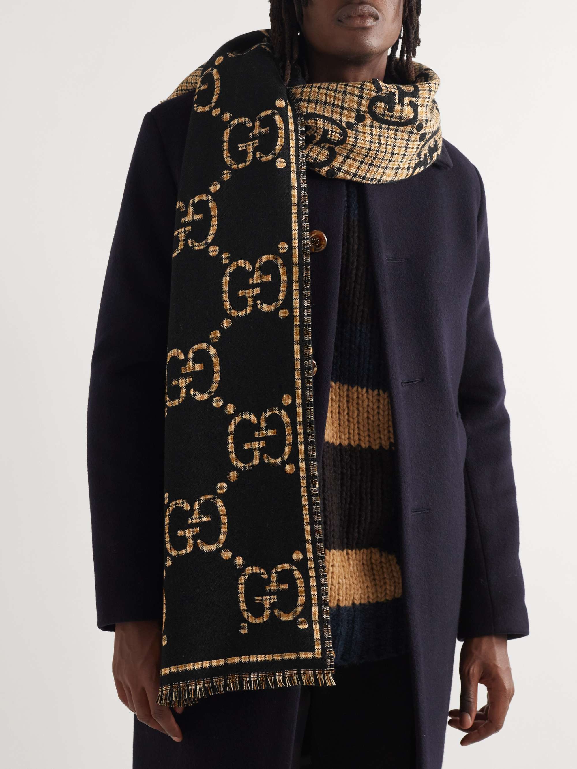 GUCCI MEN'S VERBIER SILK & WOOL SCARF. #gucci