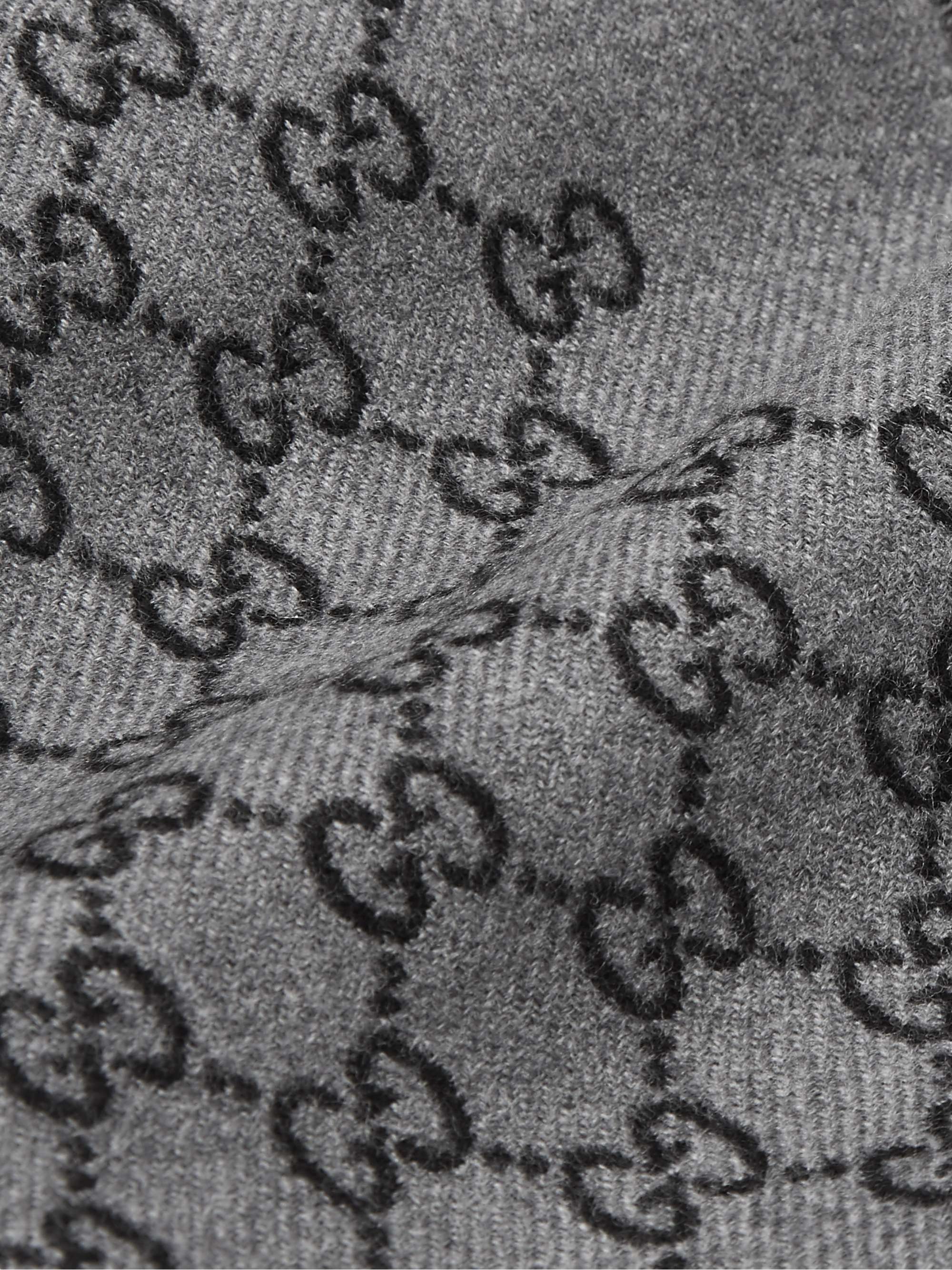 Gucci Branded Mixed Print Scarf in Gray for Men