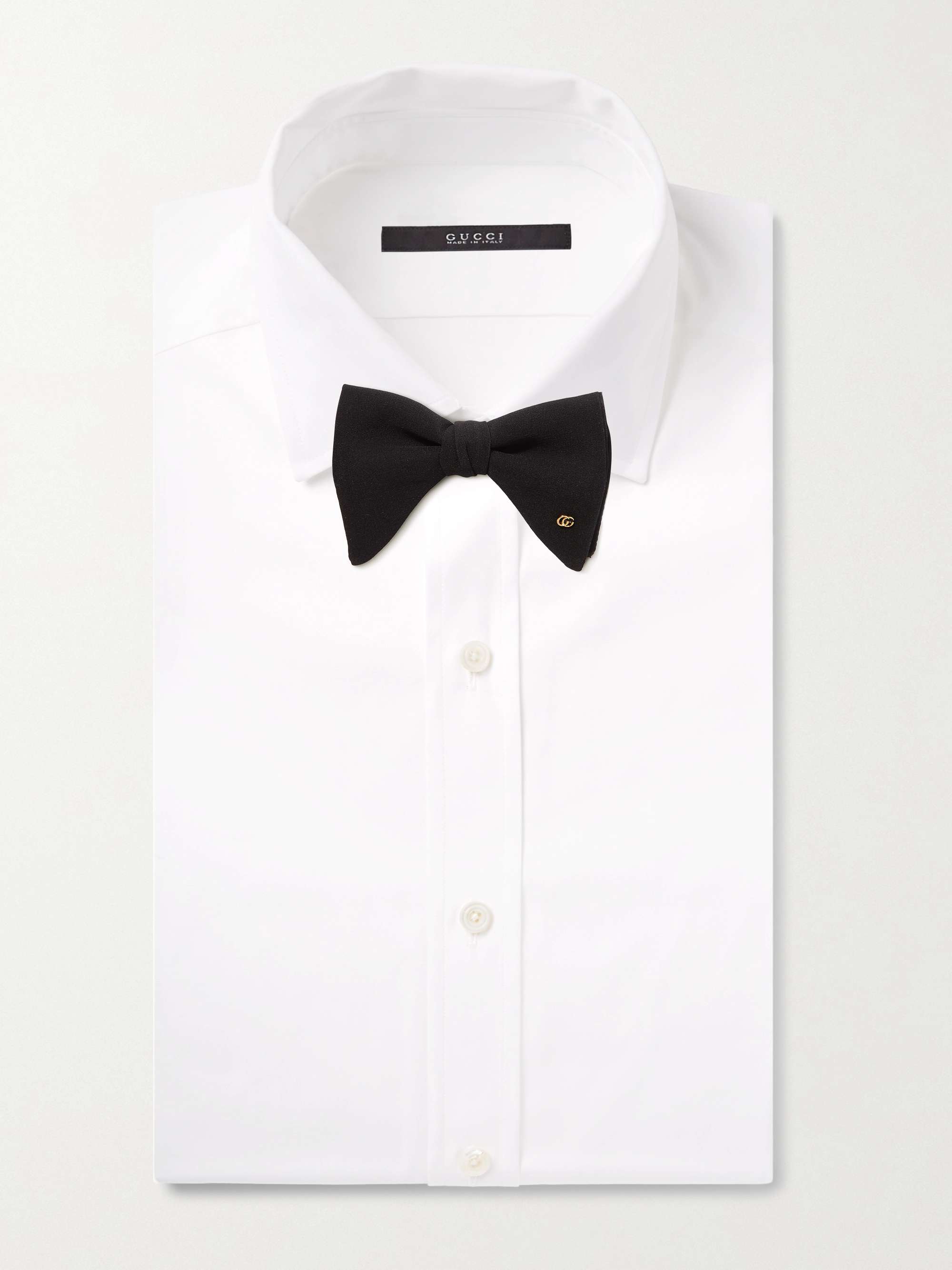 GUCCI Pre-Tied Logo-Embellished Silk Crepe de Chine Bow Tie