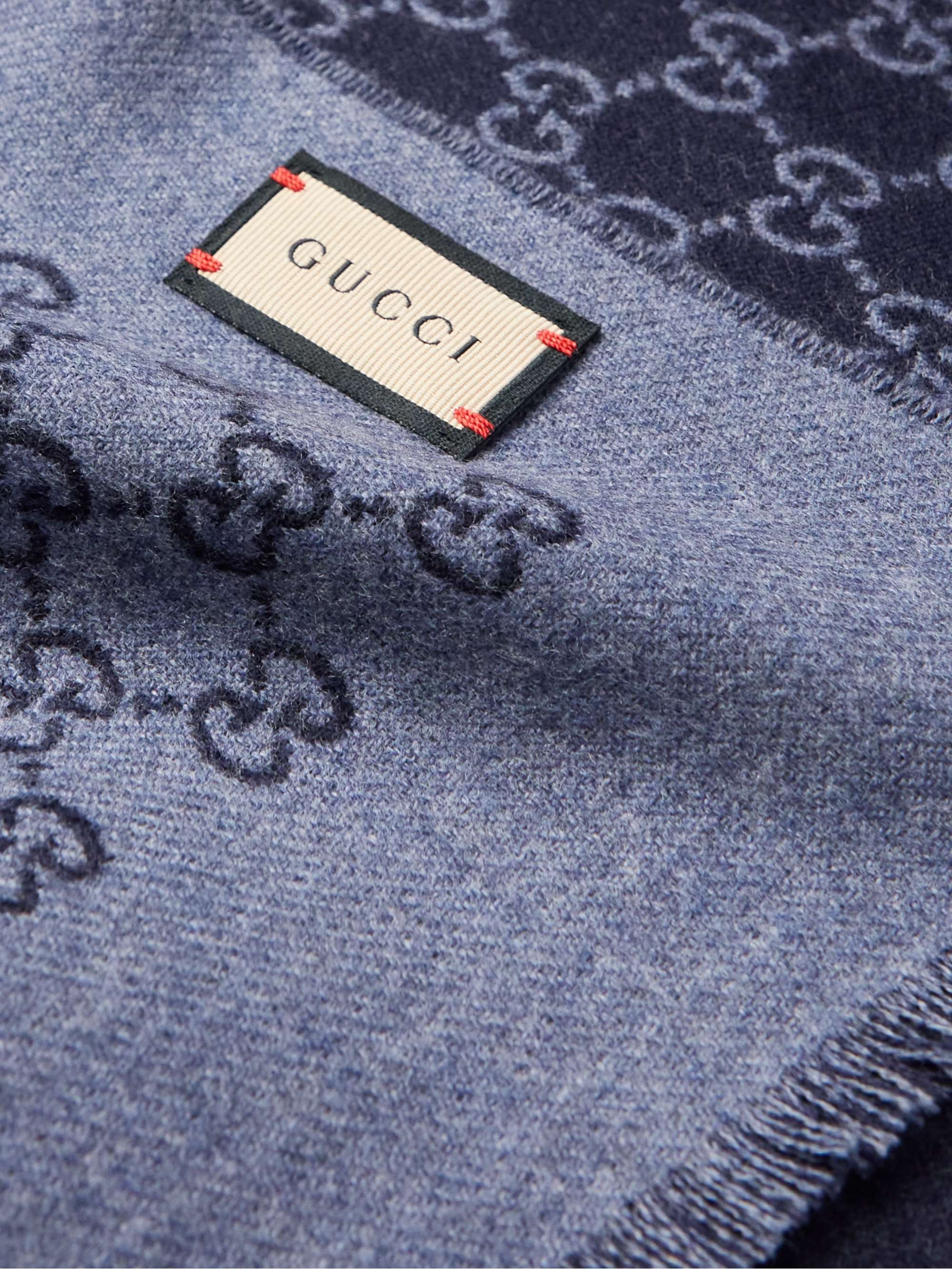 GUCCI Reversible Logo-Jacquard Wool Scarf for Men