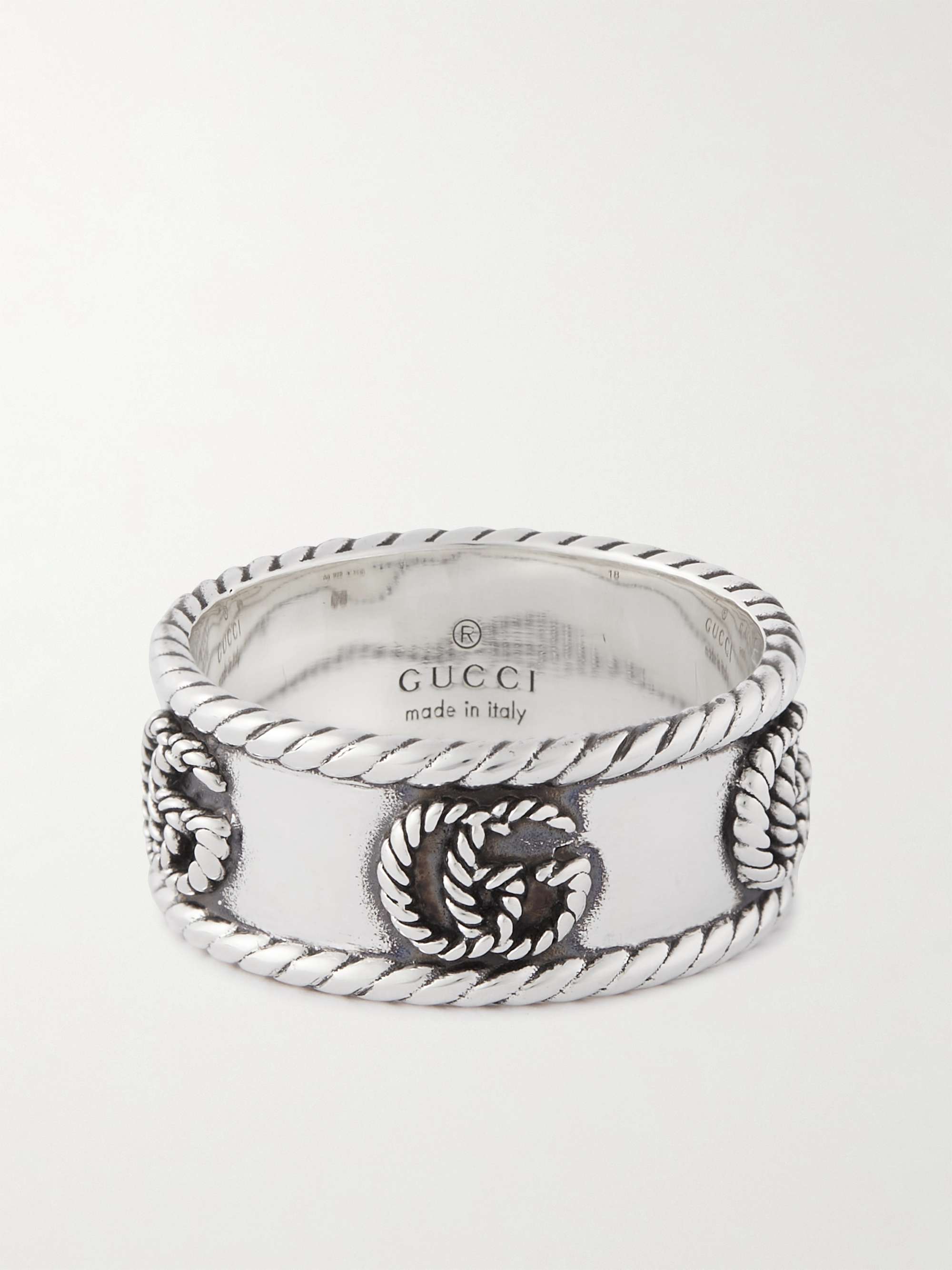 GUCCI Engraved Silver Ring for Men