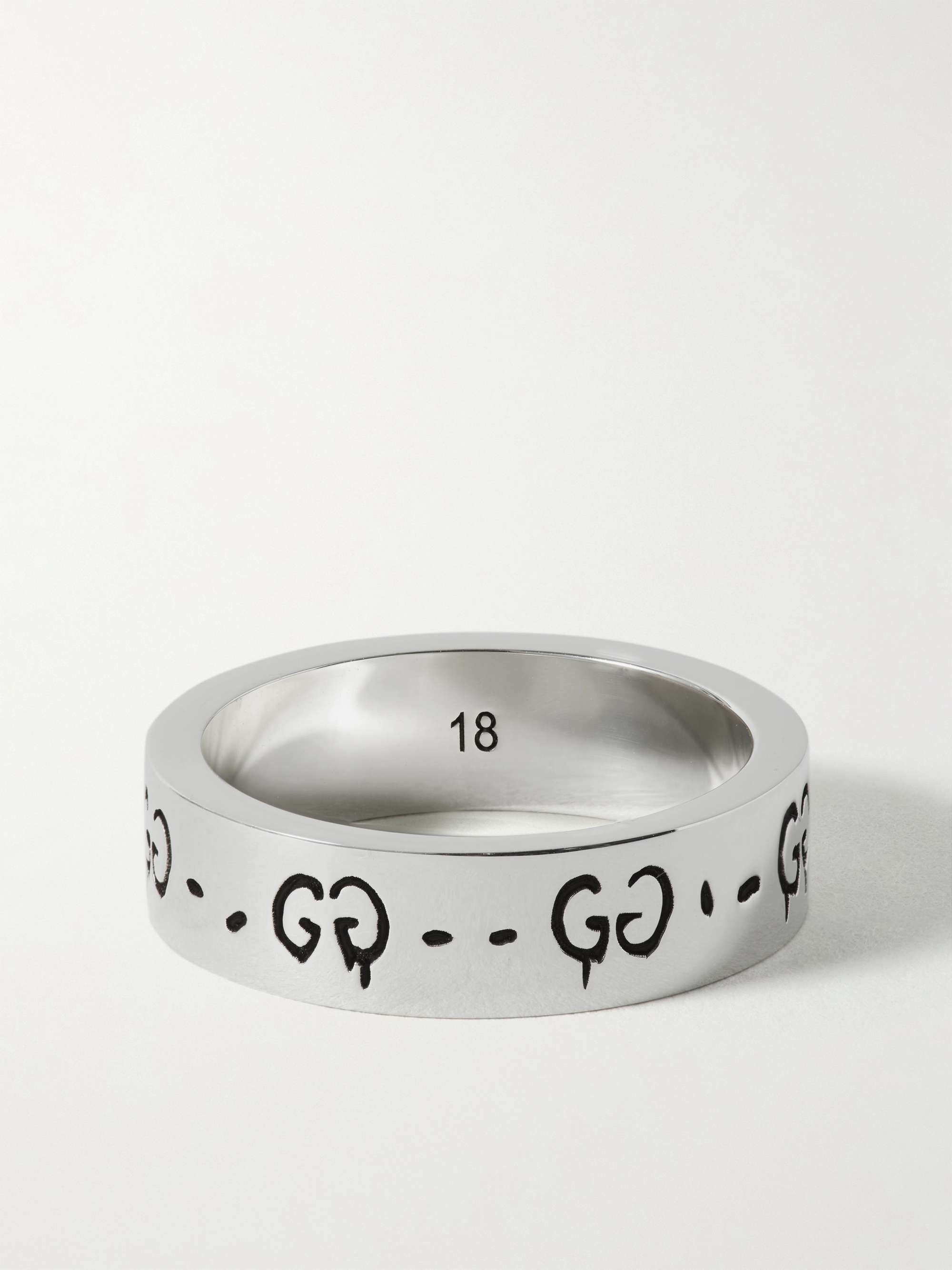 GUCCI Logo-Engraved Silver Ring | MR PORTER