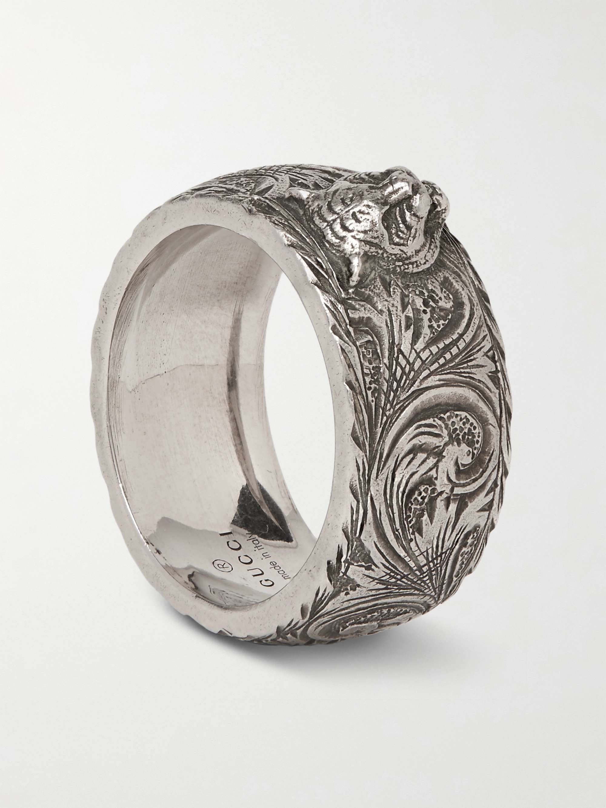 GUCCI Engraved Silver Ring for Men