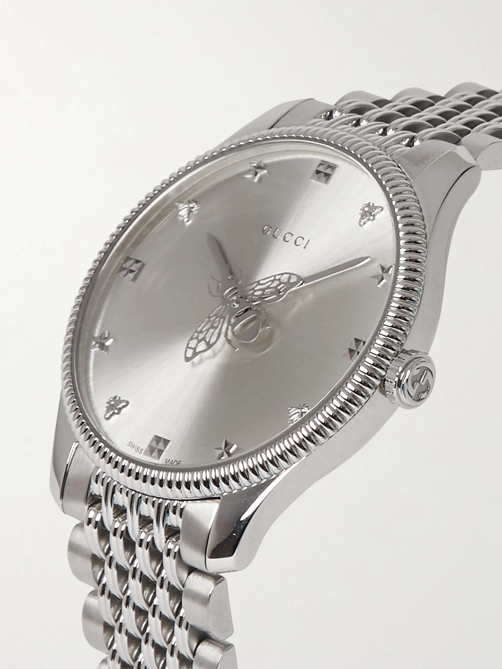 GUCCI G-Timeless 36mm Stainless Steel Watch