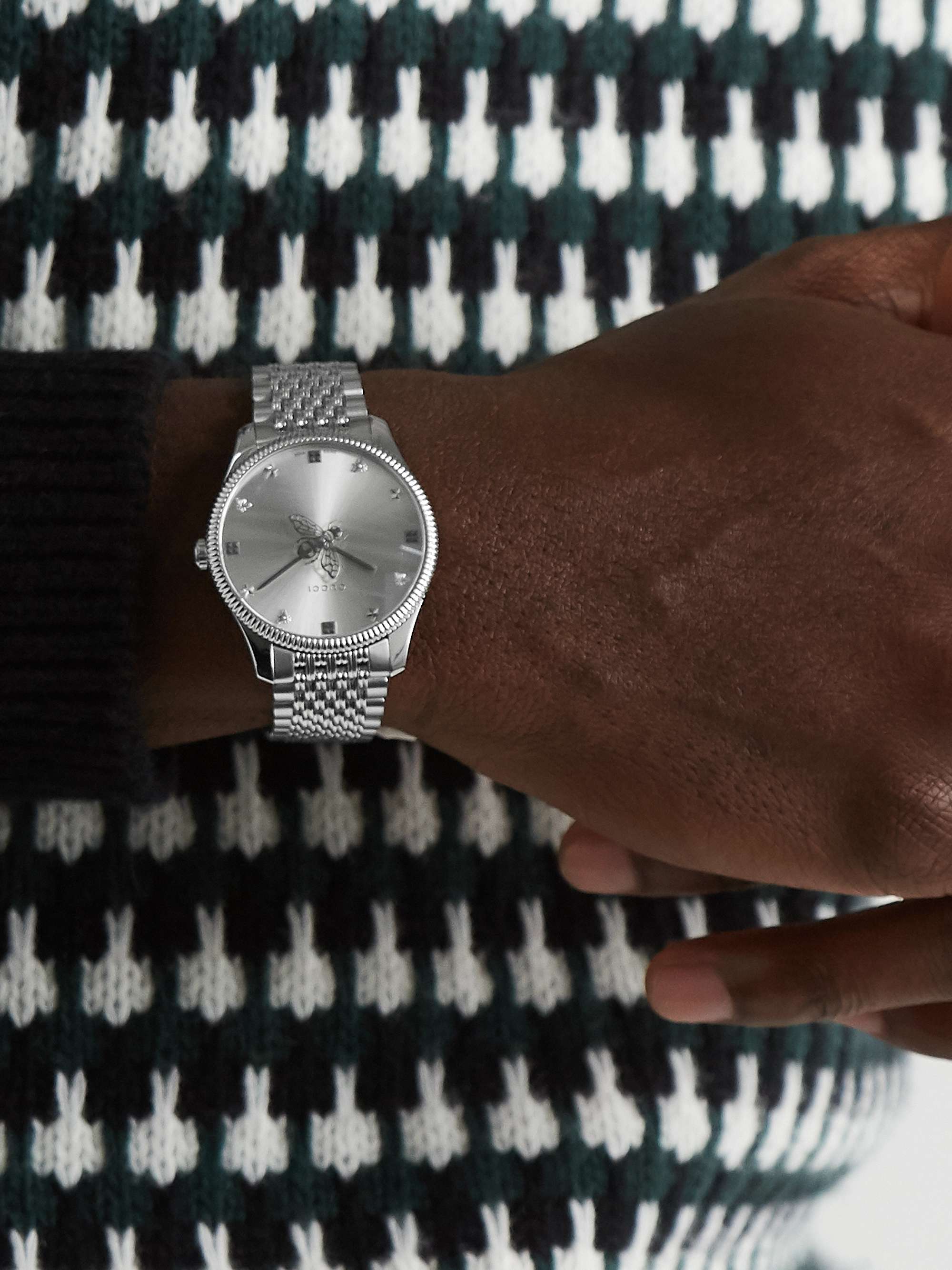 GUCCI G-Timeless 36mm Stainless Steel Watch