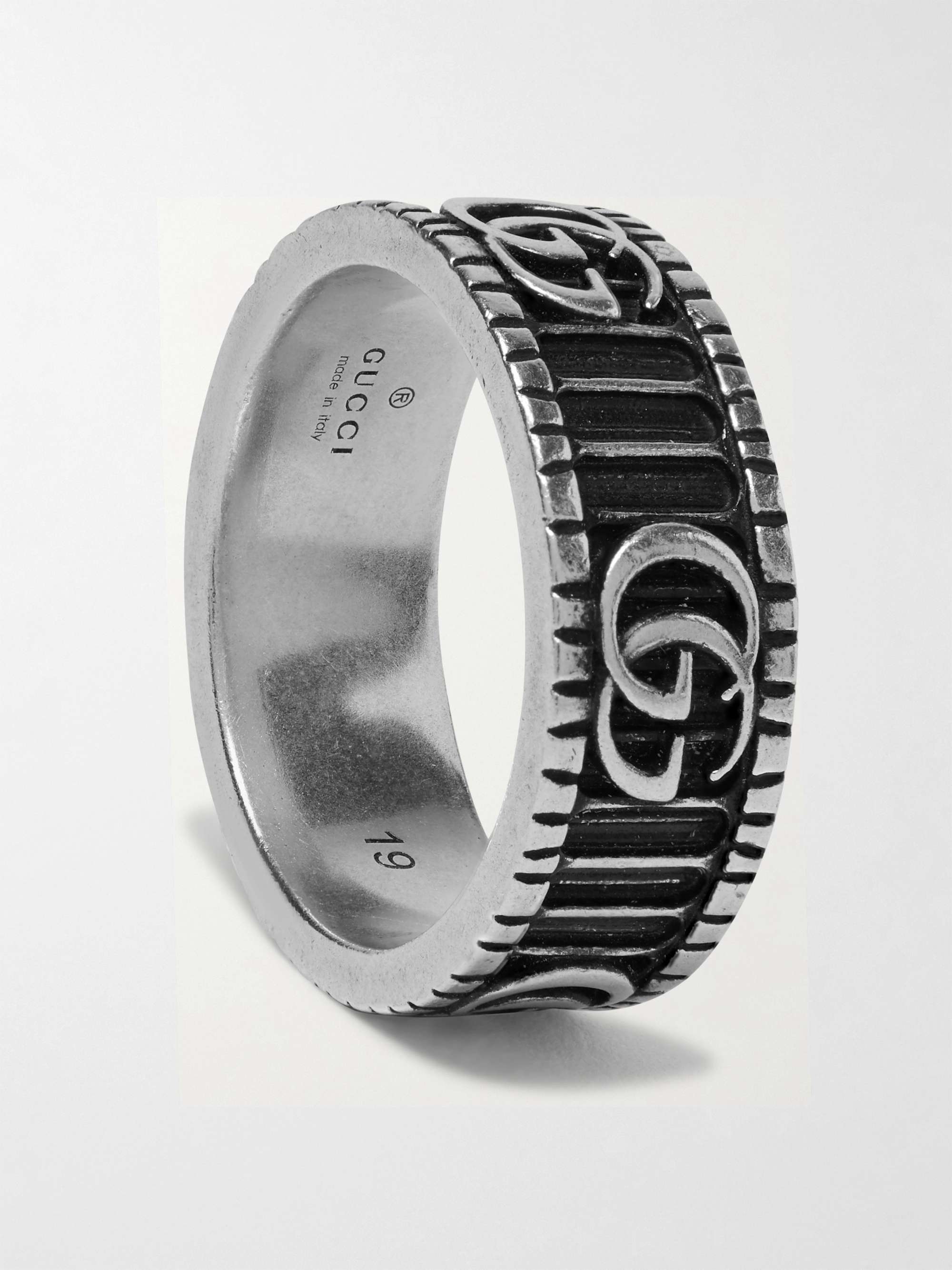 GUCCI Engraved Silver Ring for Men