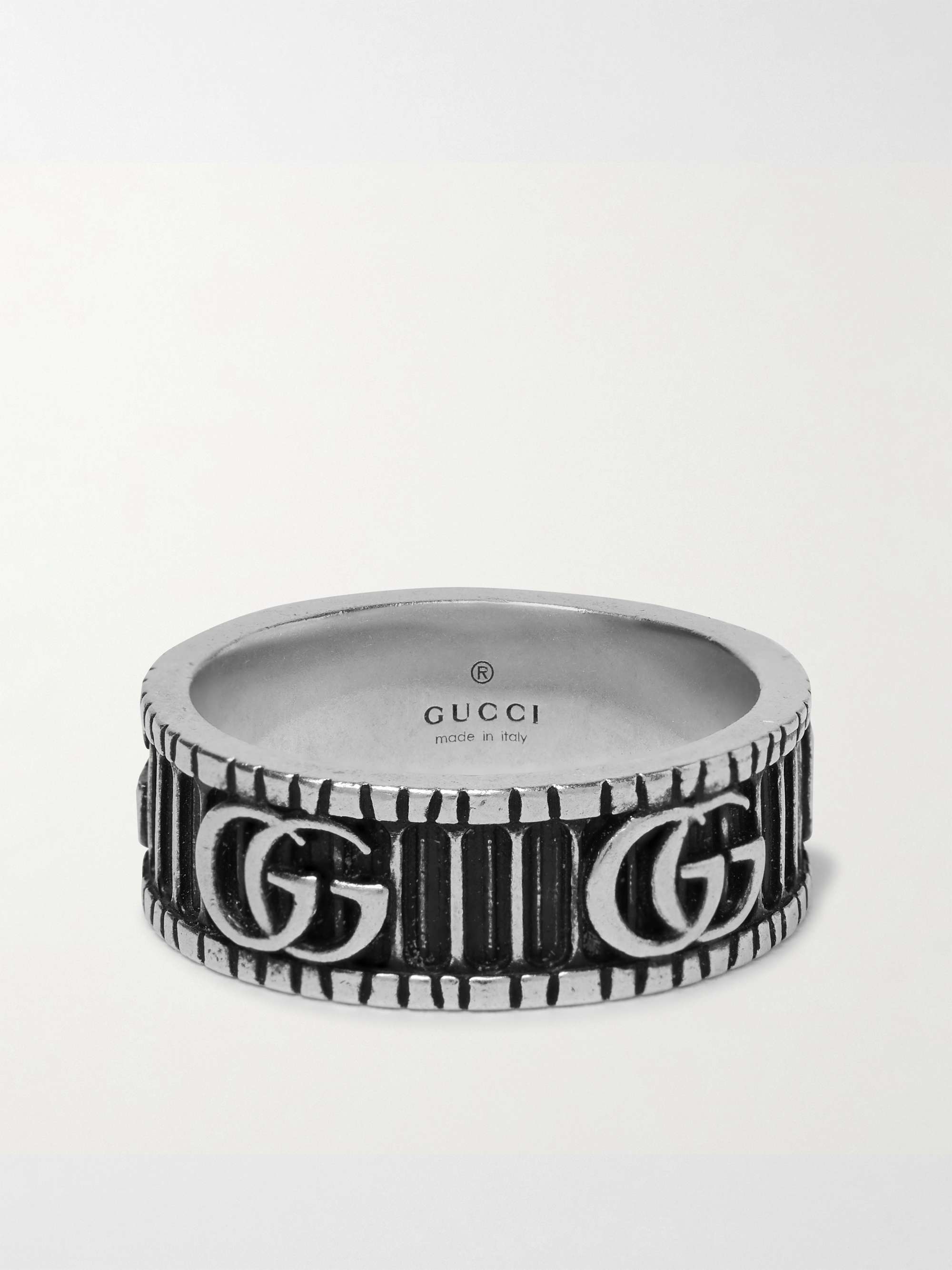 GUCCI Engraved Silver Ring for Men