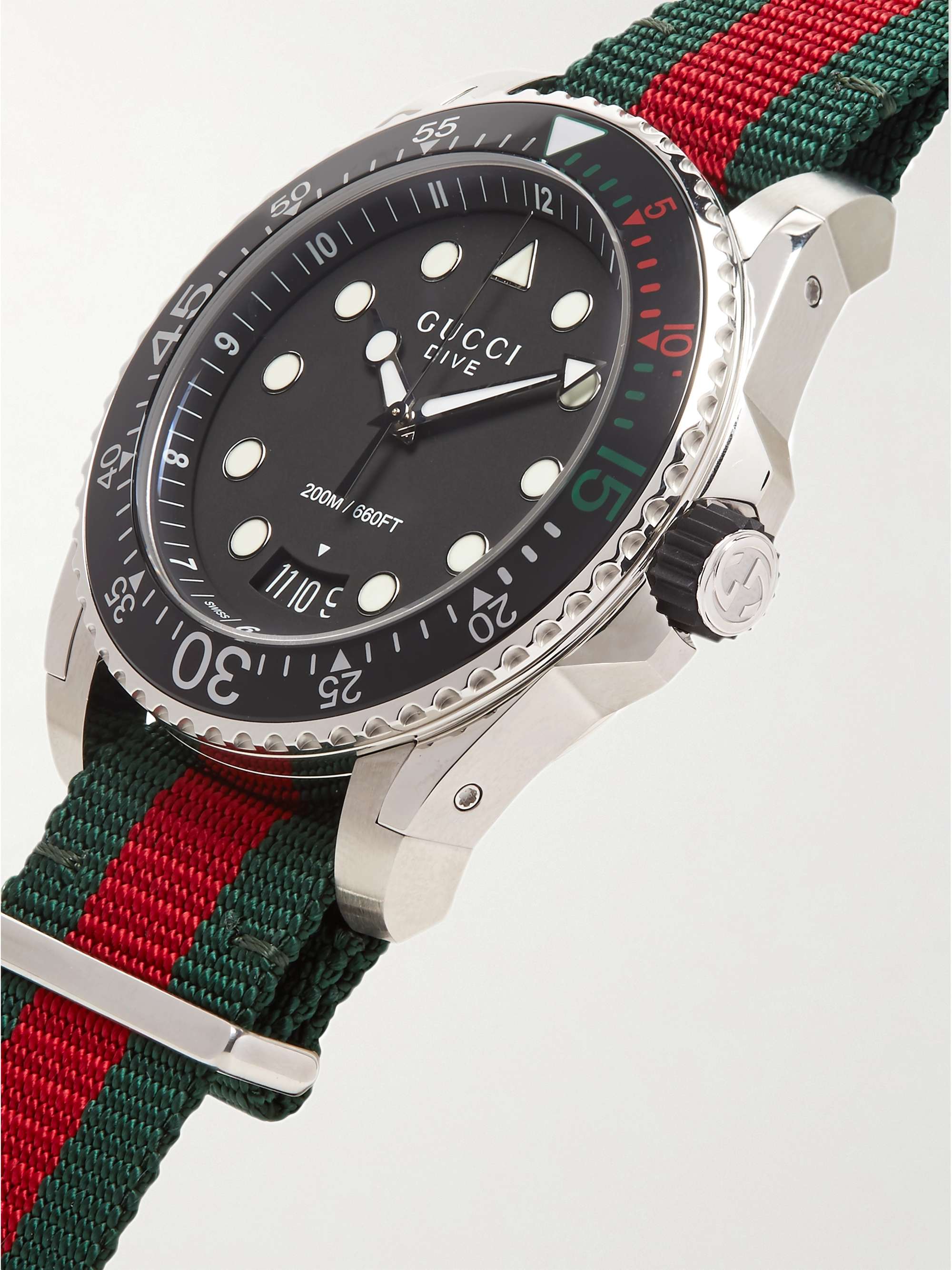 GUCCI Gucci Dive 45mm Stainless Steel and Webbing Watch