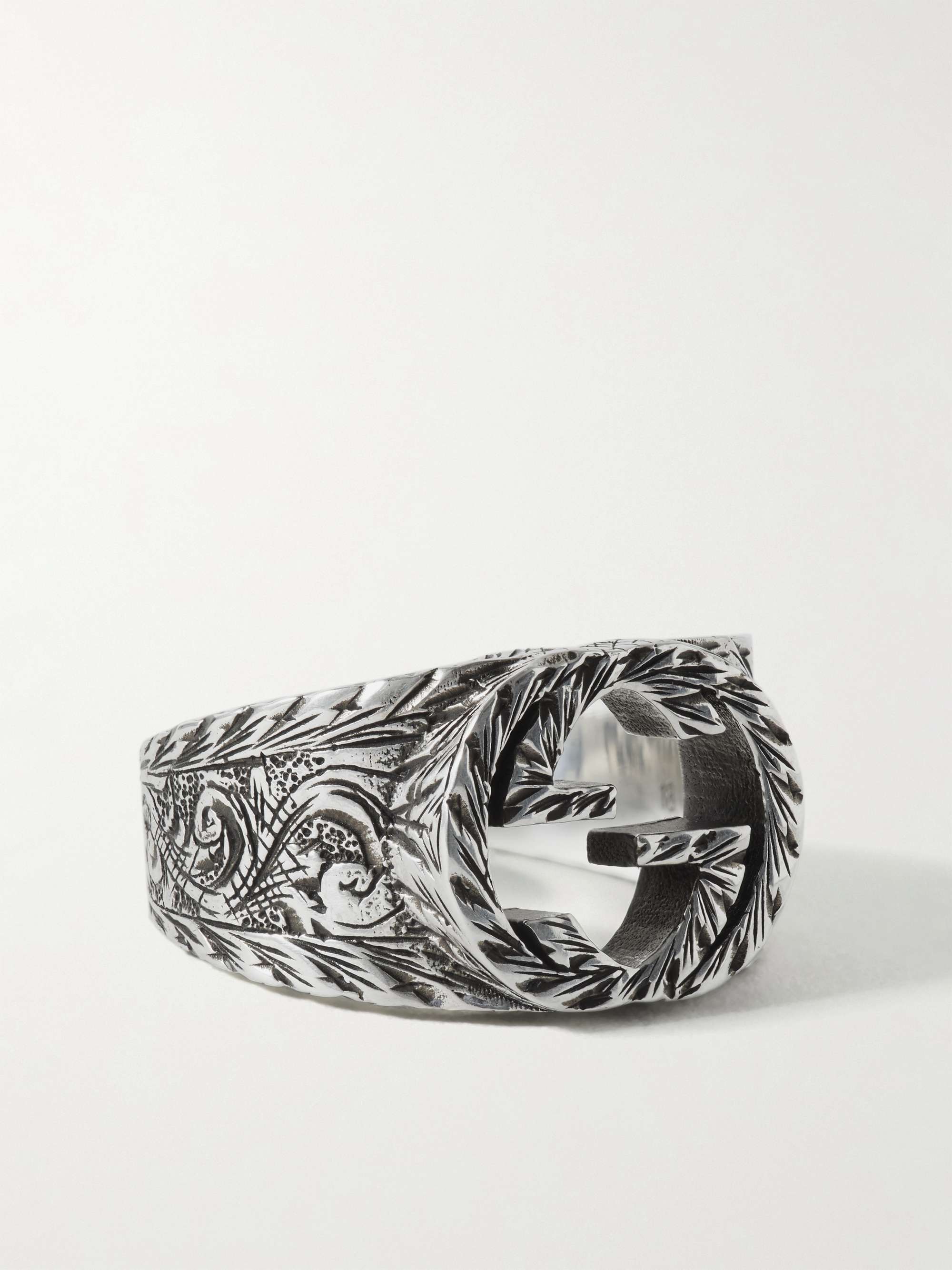 GUCCI Engraved Silver Ring for Men