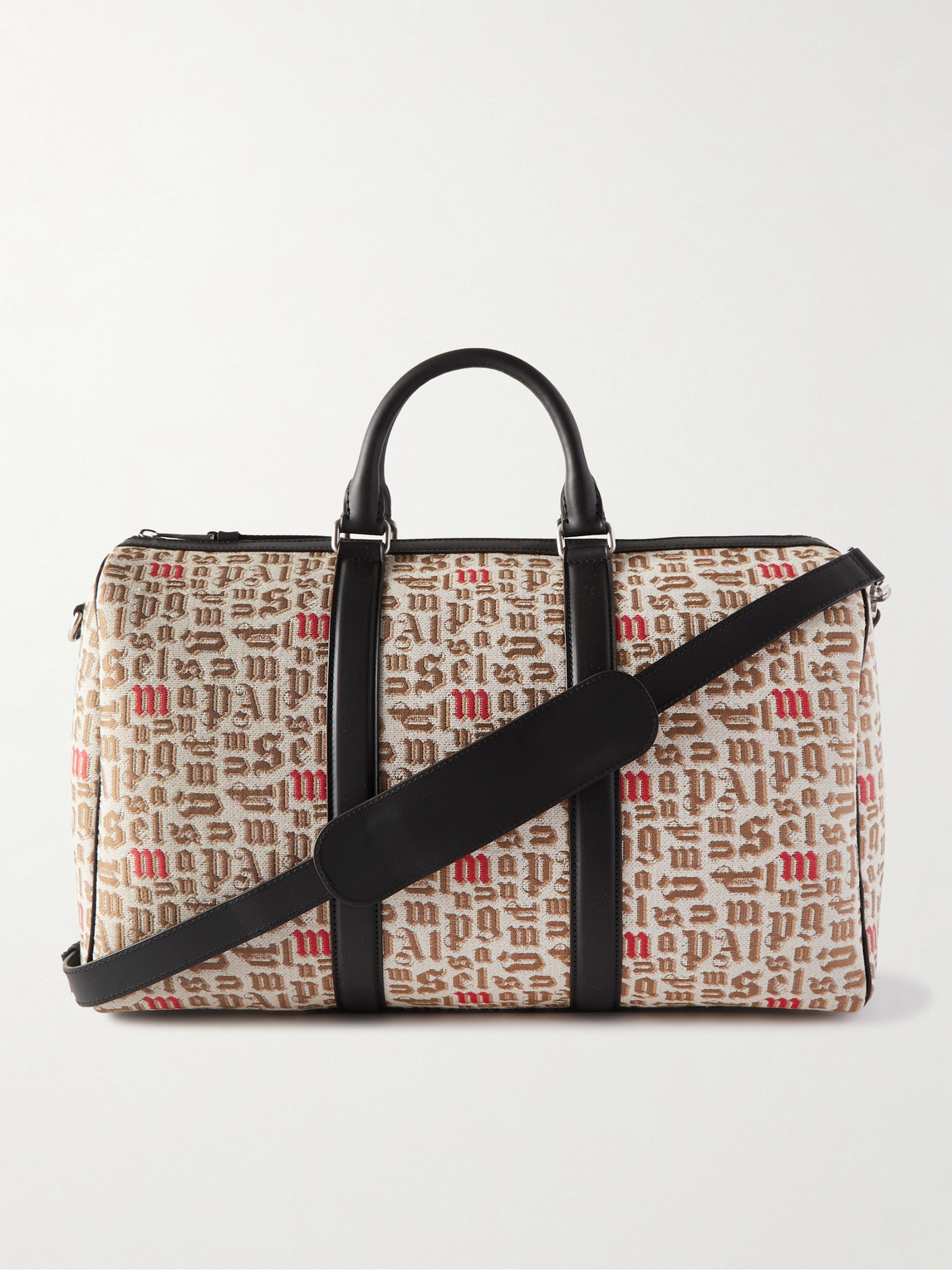8 Moncler Palm Angels Leather-Trimmed Logo-Jacquard Weekend Bag