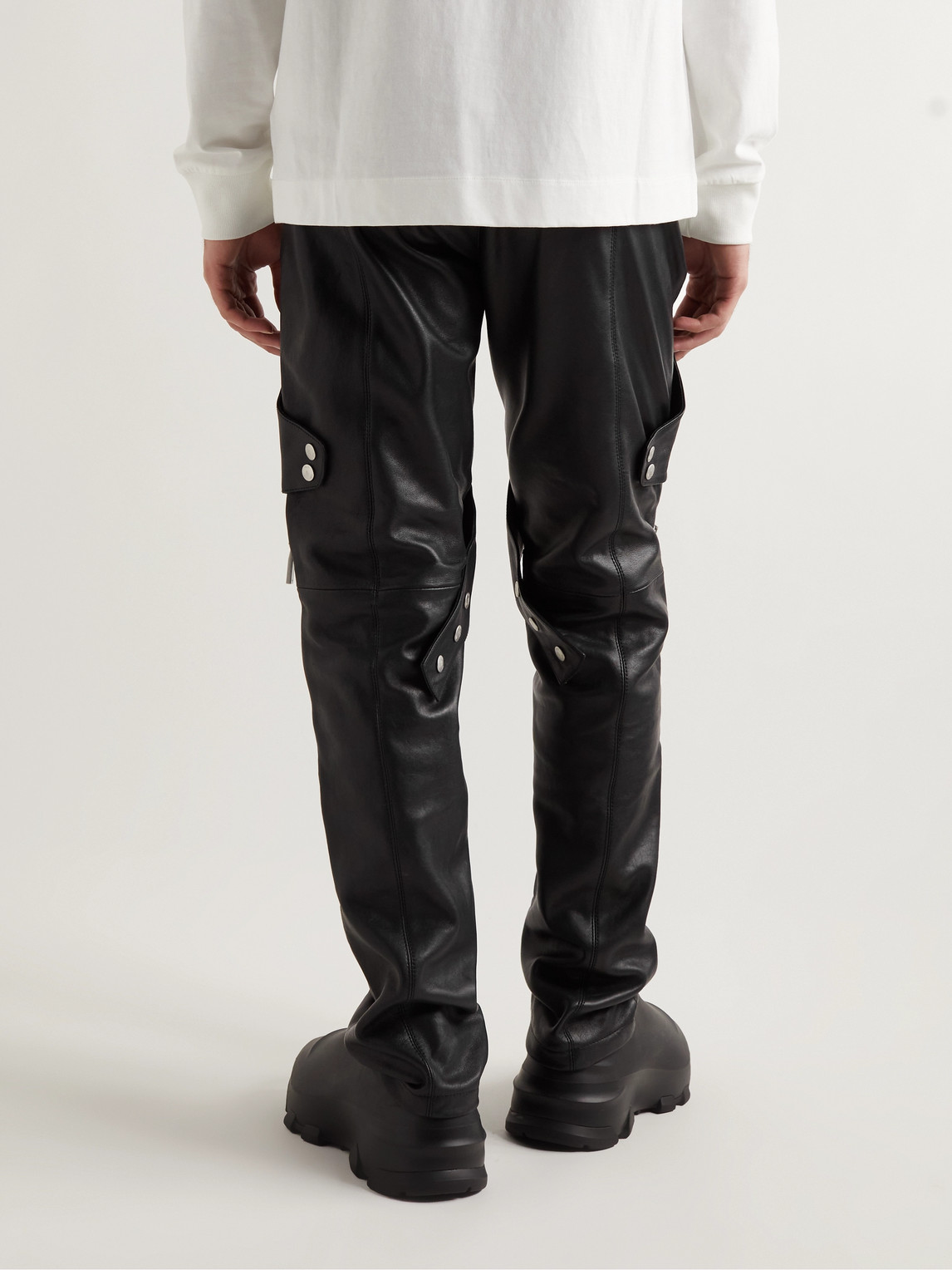 Shop Moncler Genius Alyx Straight-leg Panelled Zip-embellished Leather Trousers In Black