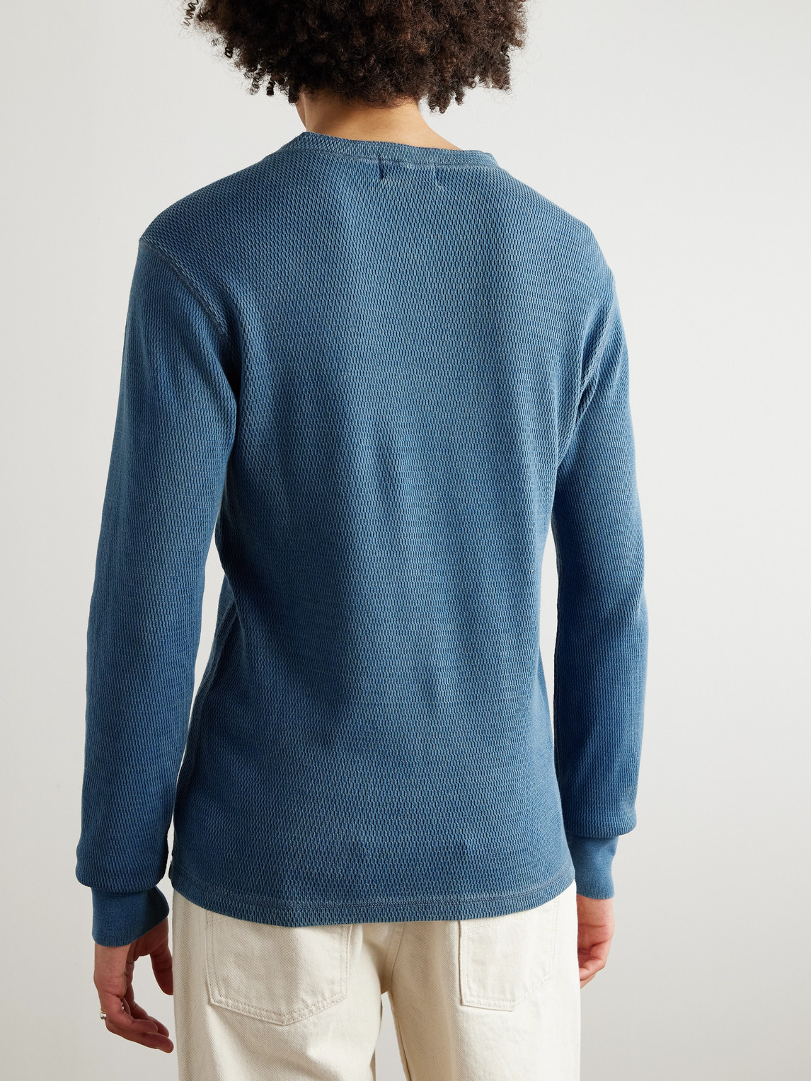 Textured-Cotton Henley T-Shirt
