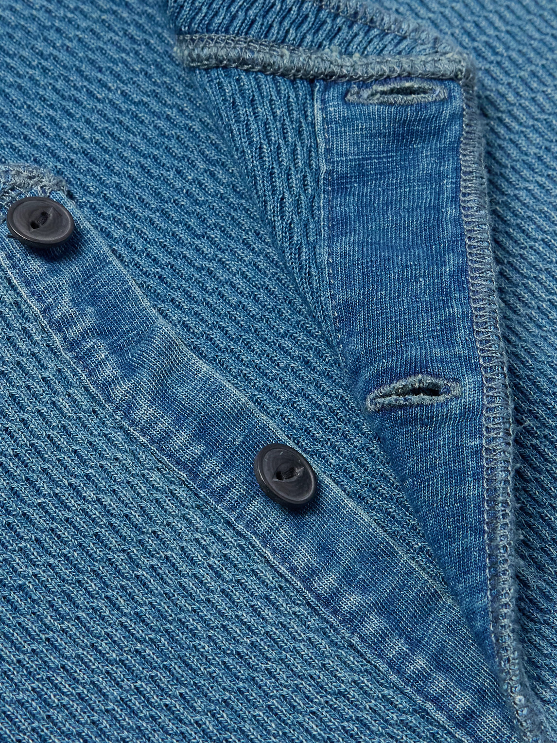 Textured-Cotton Henley T-Shirt