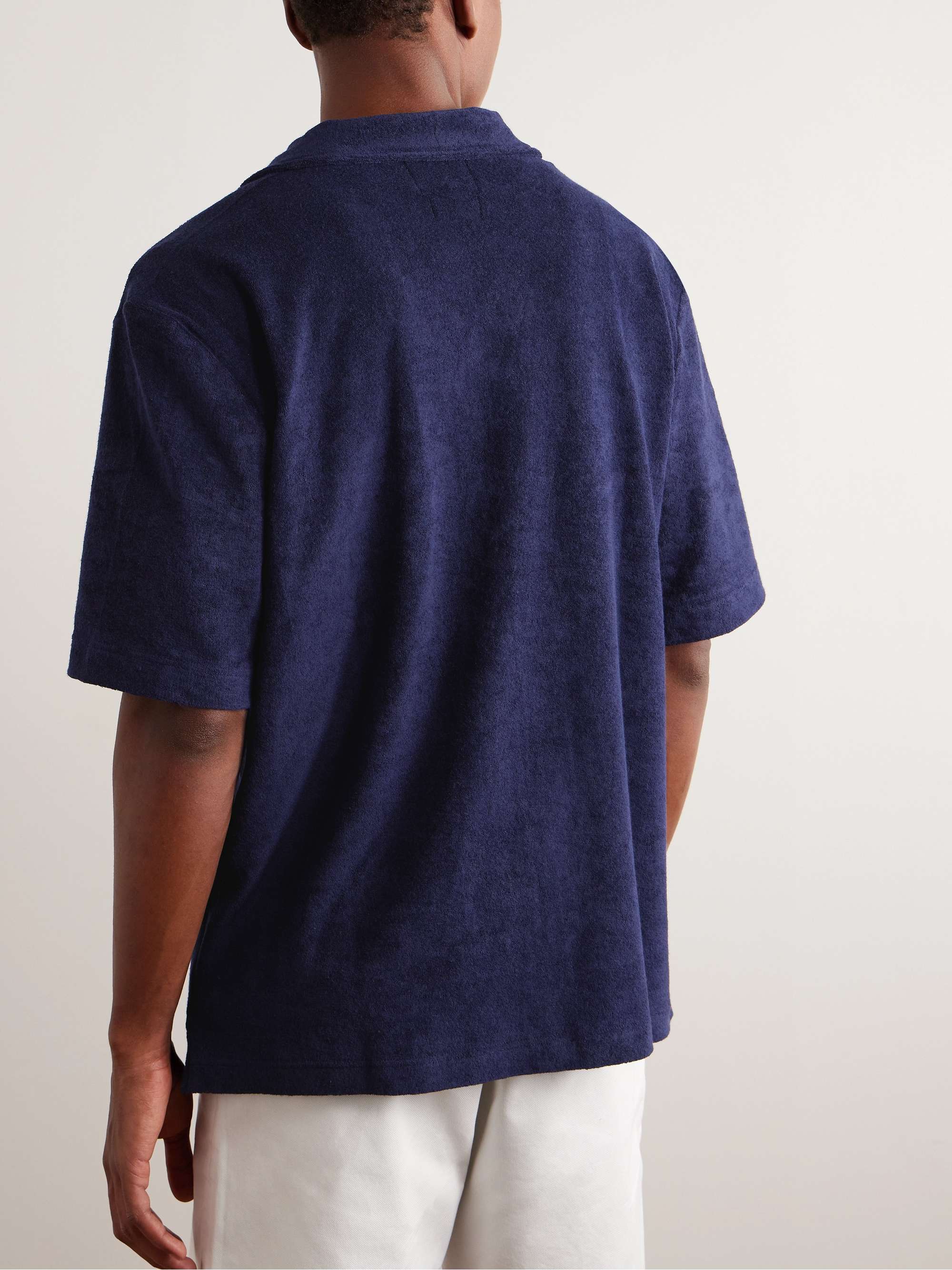 HOWLIN' Cocktail in Towel Camp-Collar Cotton-Blend Terry Shirt