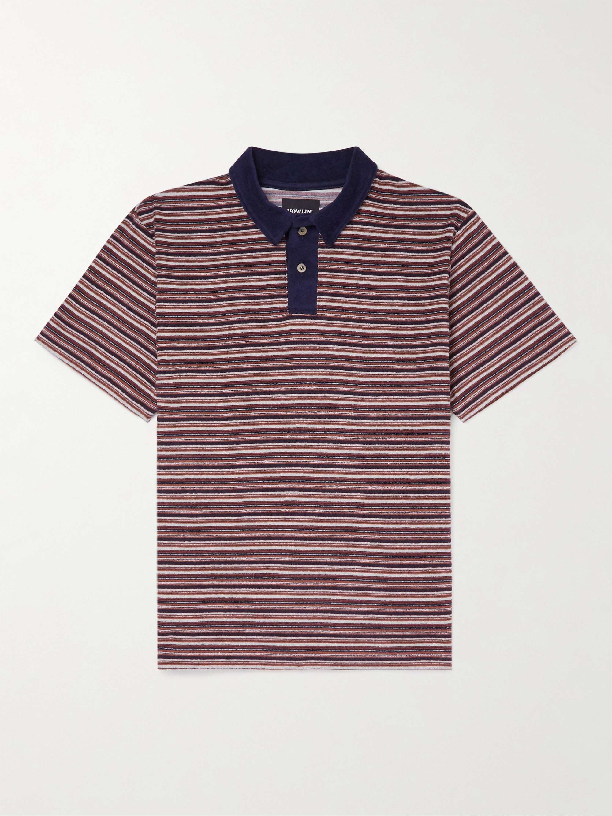HOWLIN' Wild Thing Striped Cotton-Blend Terry Polo Shirt