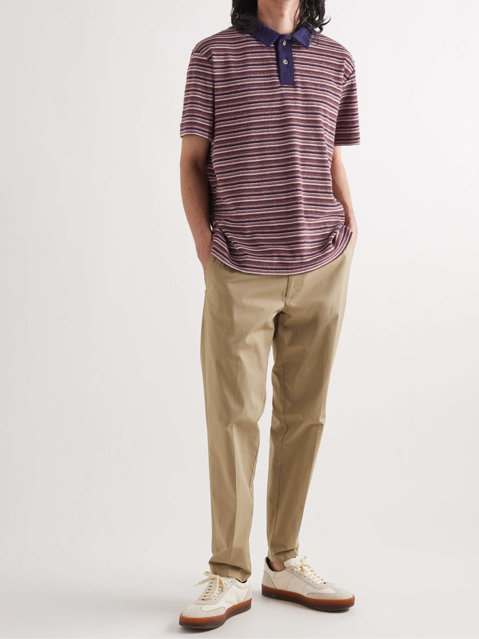 HOWLIN' Wild Thing Striped Cotton-Blend Terry Polo Shirt