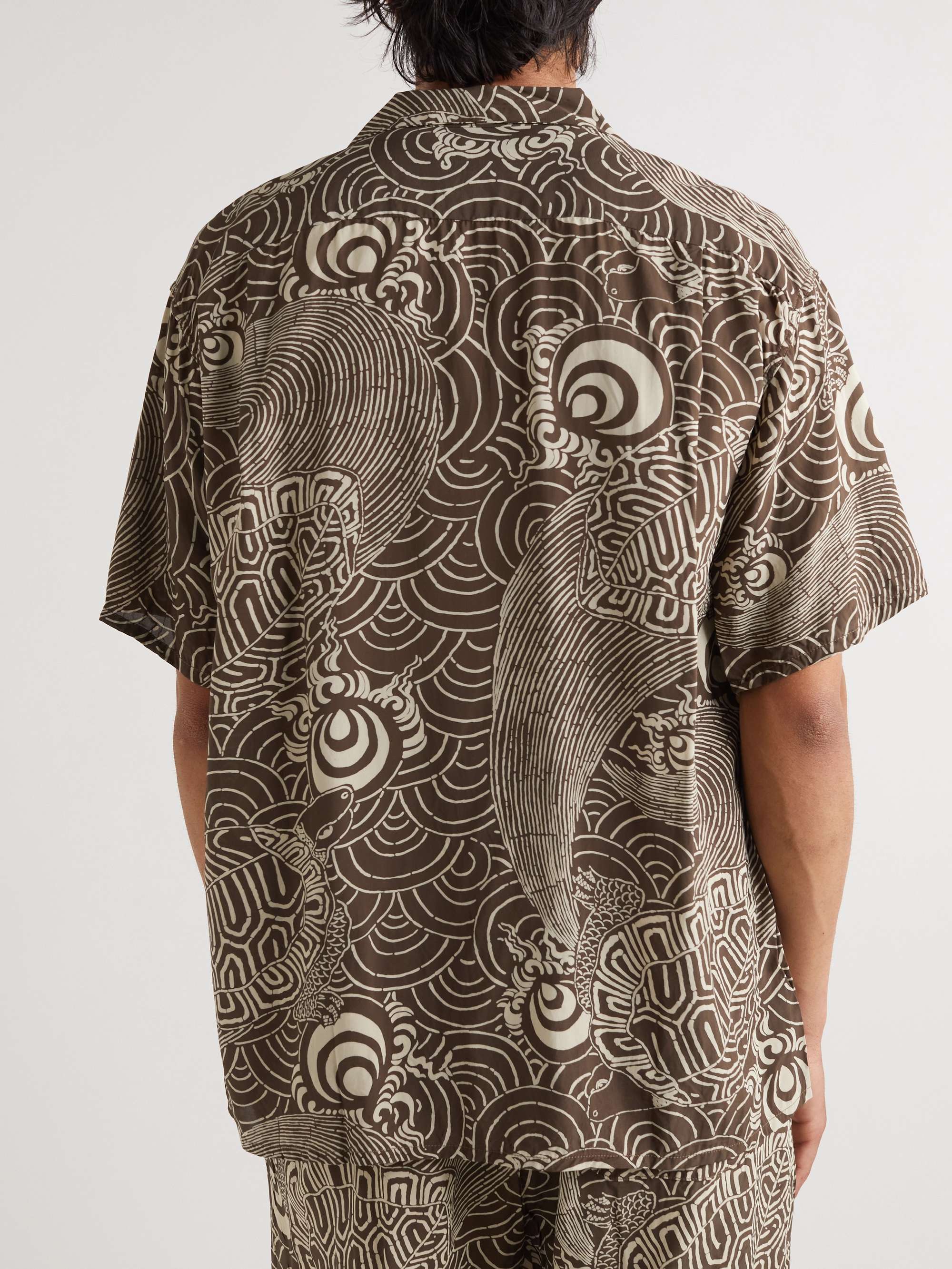 ORSLOW Camp-Collar Floral-Print Voile Shirt