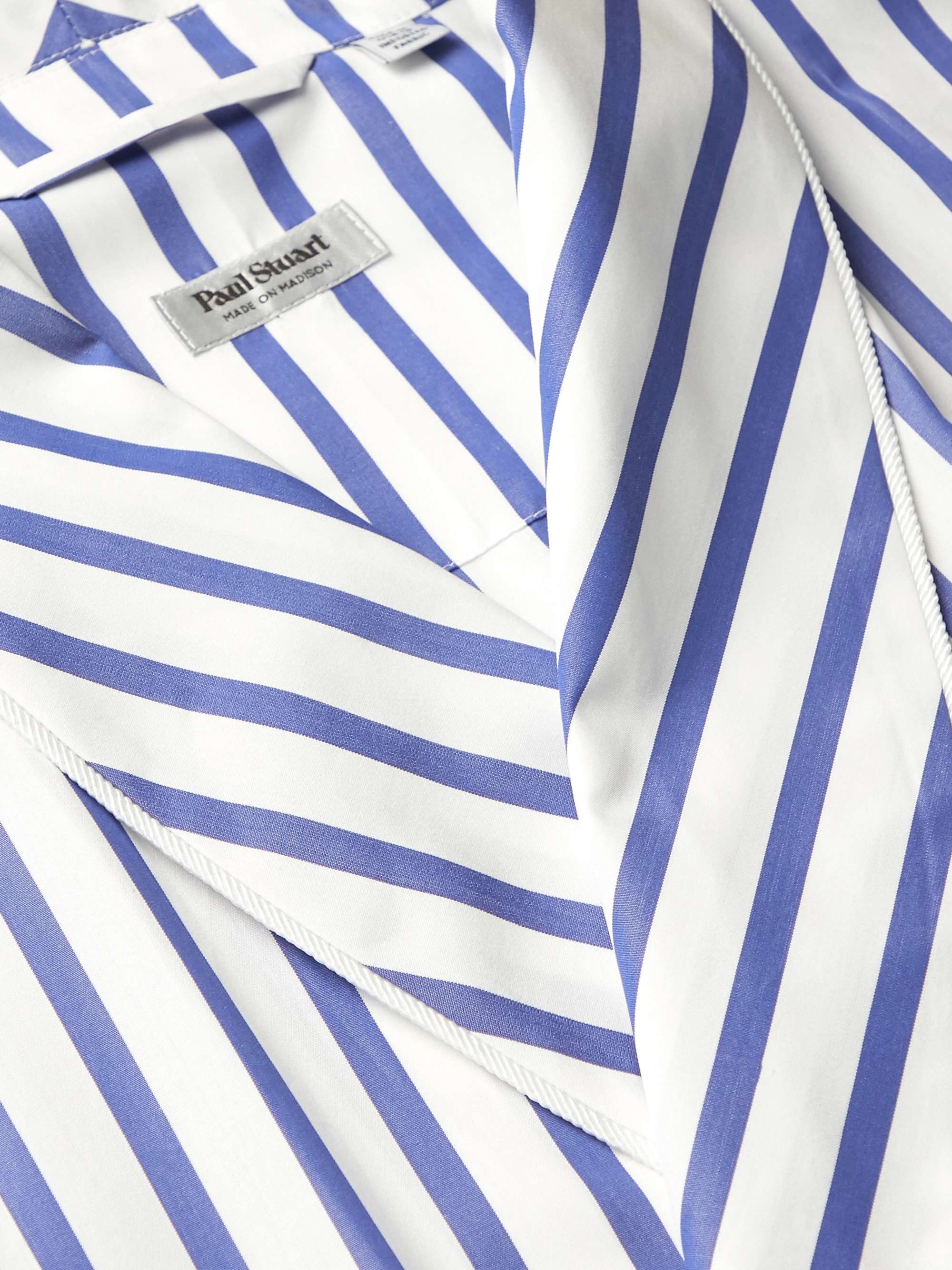 PAUL STUART Piped Striped Cotton-Broadcloth Robe