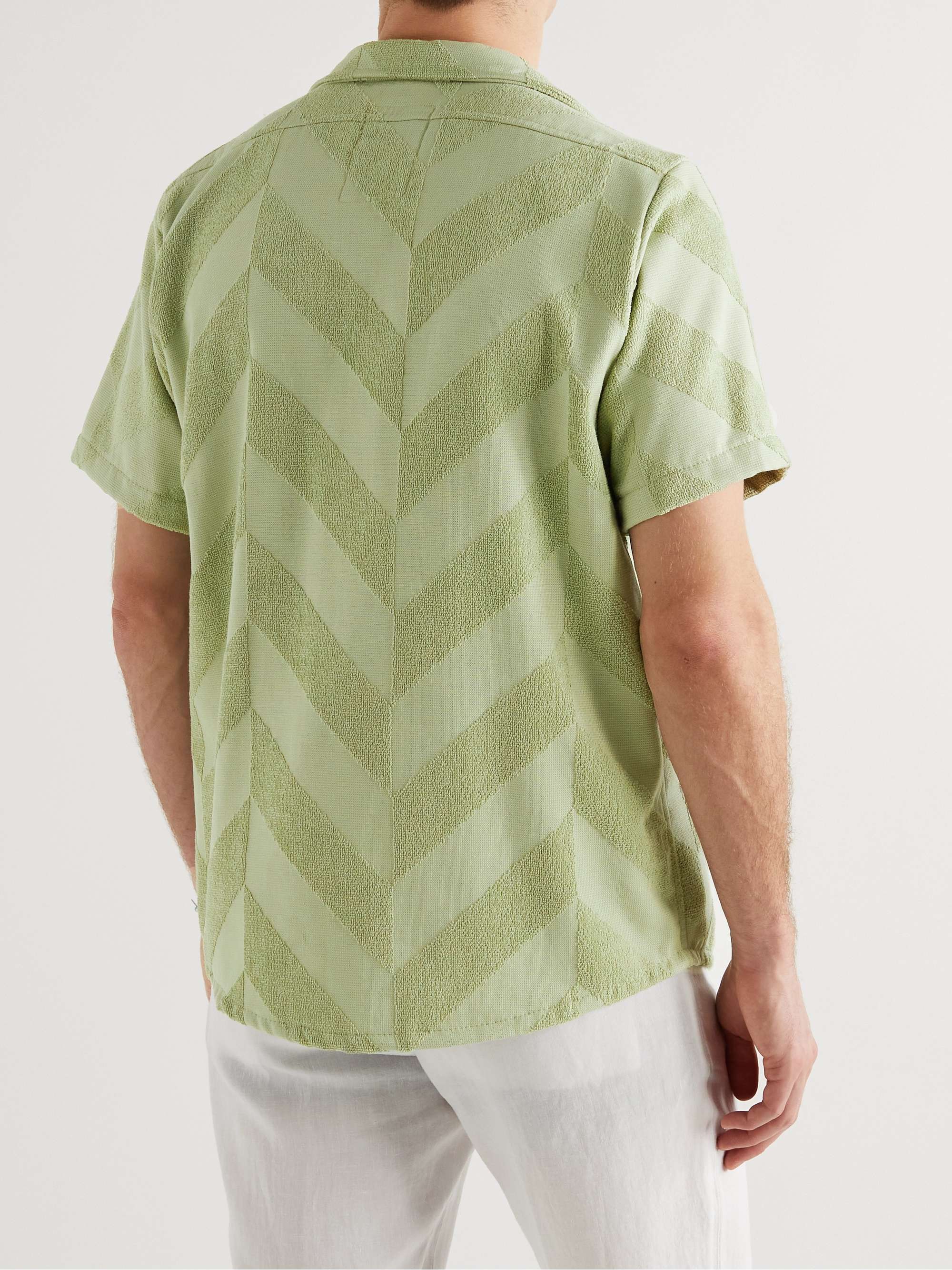 OAS Camp-Collar Cotton-Terry Jacquard Shirt