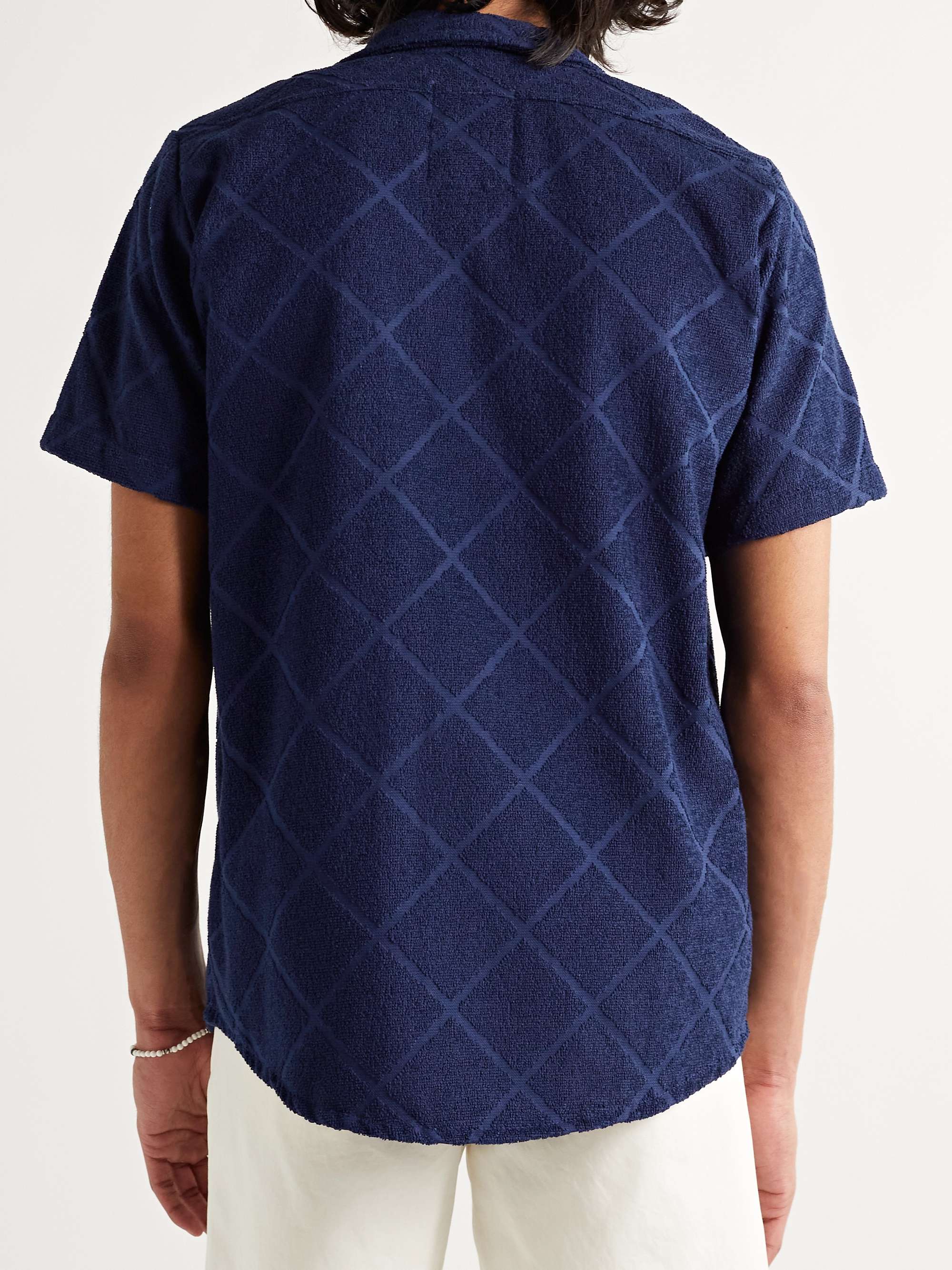OAS Camp-Collar Cotton-Terry Jacquard Shirt