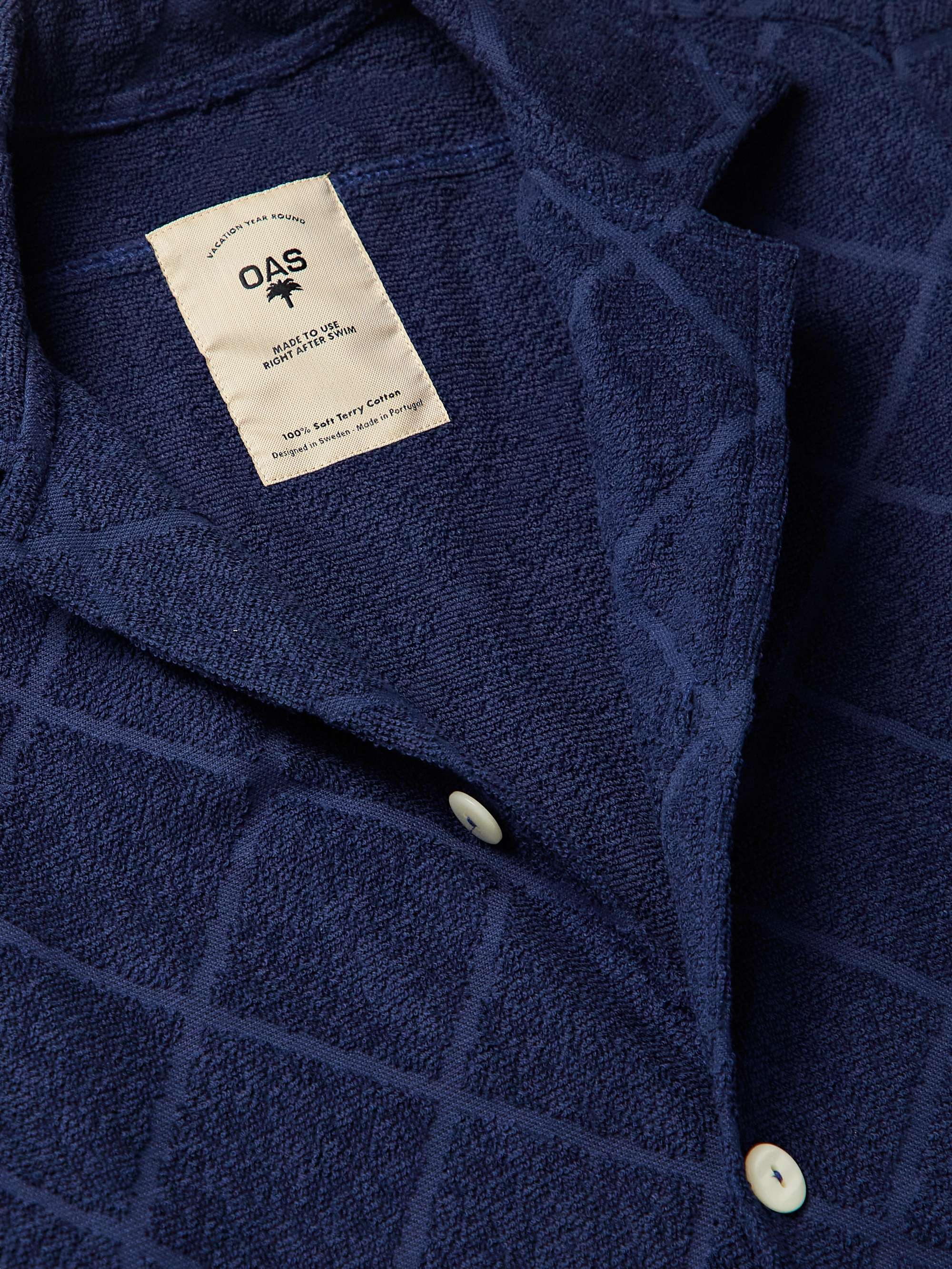OAS Camp-Collar Cotton-Terry Jacquard Shirt