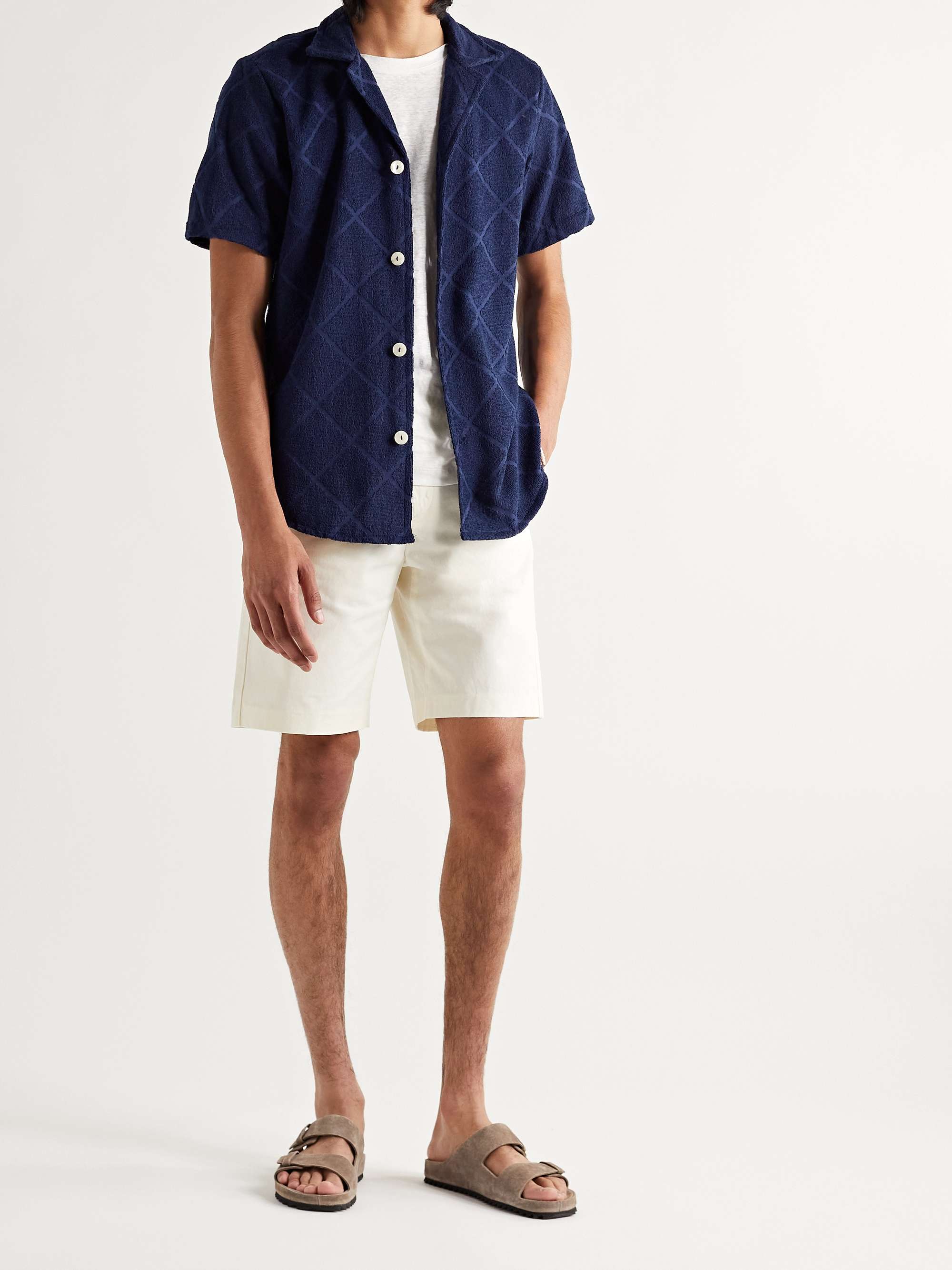 OAS Camp-Collar Cotton-Terry Jacquard Shirt