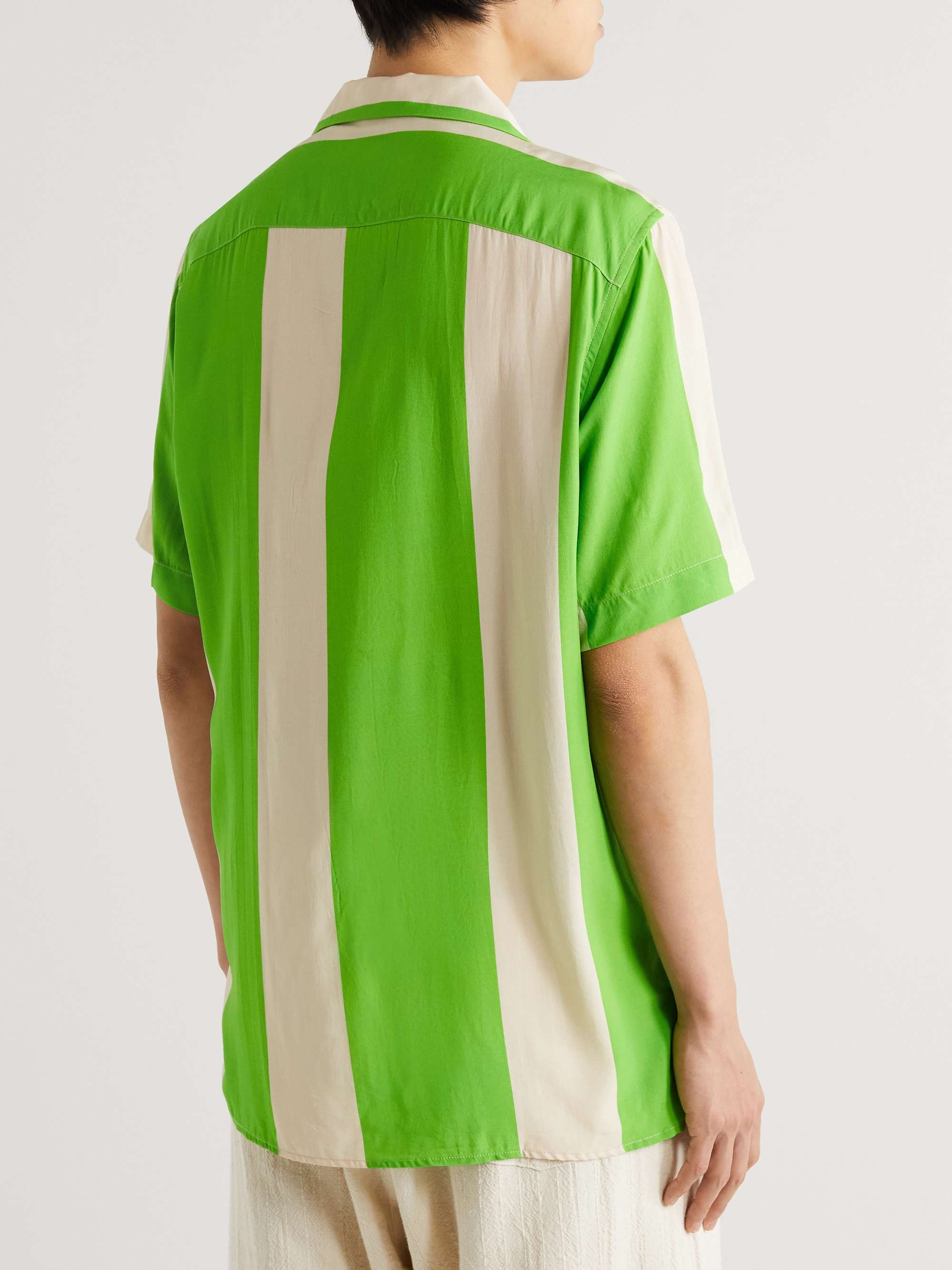 OAS Camp-Collar Striped Woven Shirt
