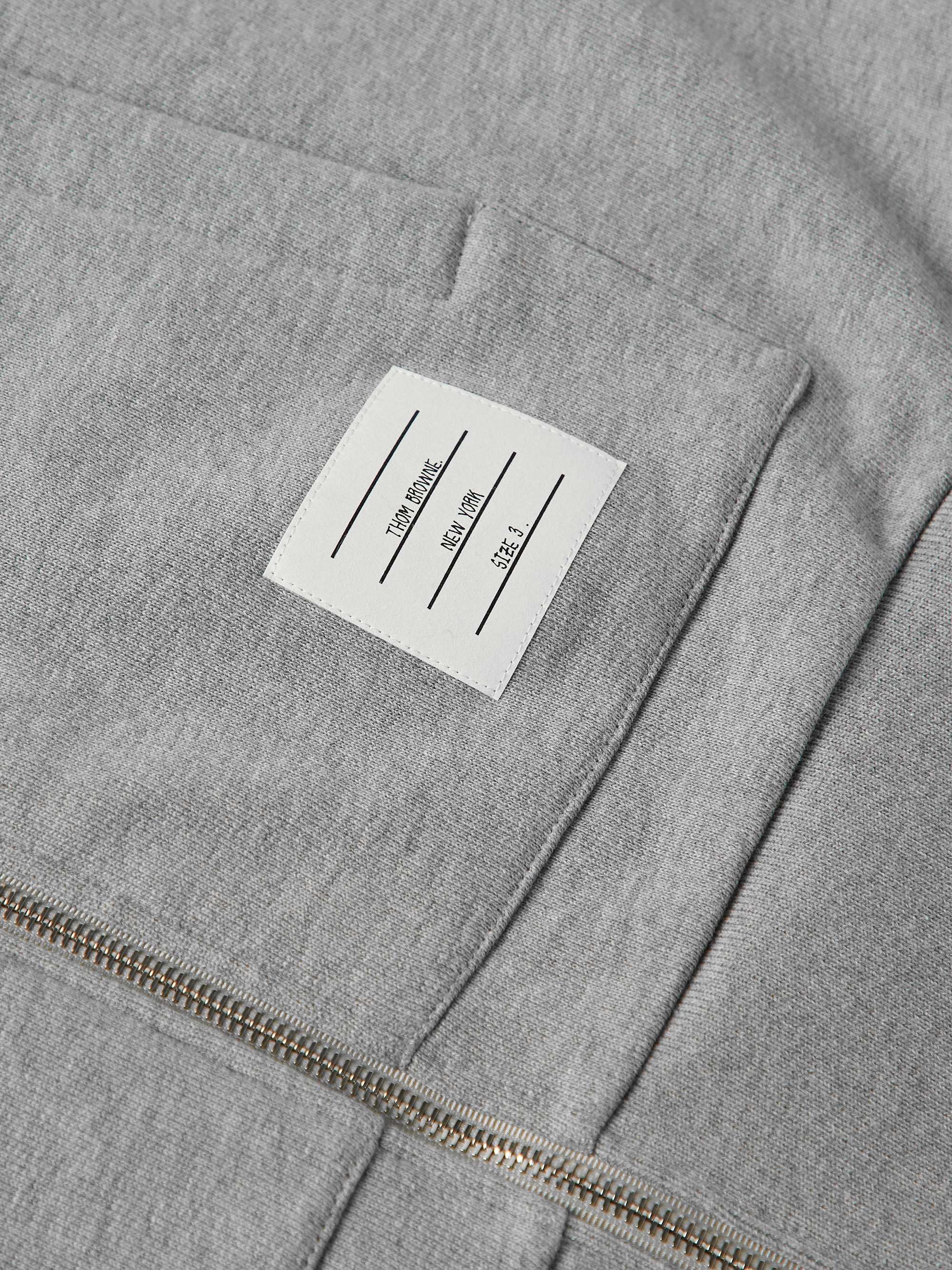 THOM BROWNE Grosgrain-Trimmed Loopback Cotton-Jersey Zip-Up Hoodie