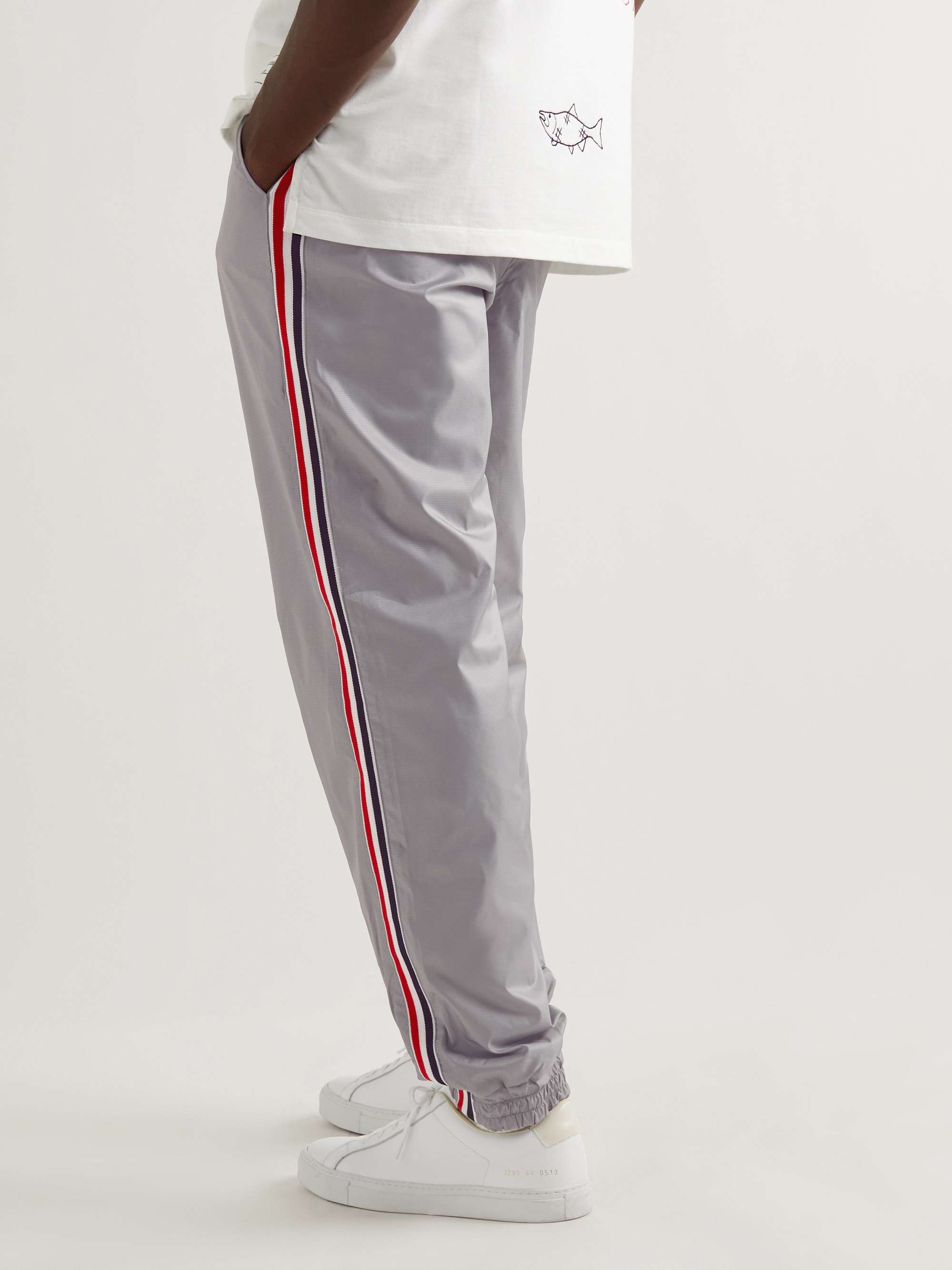 THOM BROWNE Tapered  Striped Grosgrain-Trimmed Ripstop Track Pants
