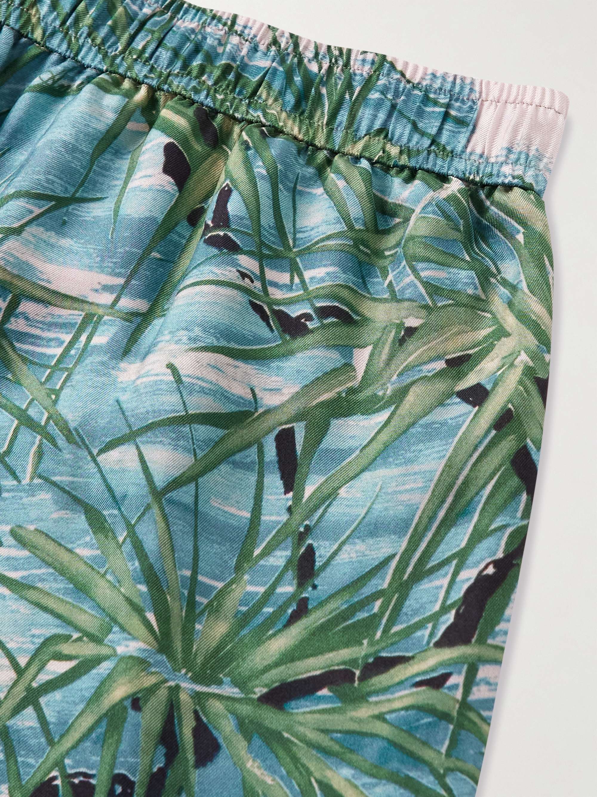 AMIRI Straight-Leg Floral-Print Silk-Twill Drawstring Shorts