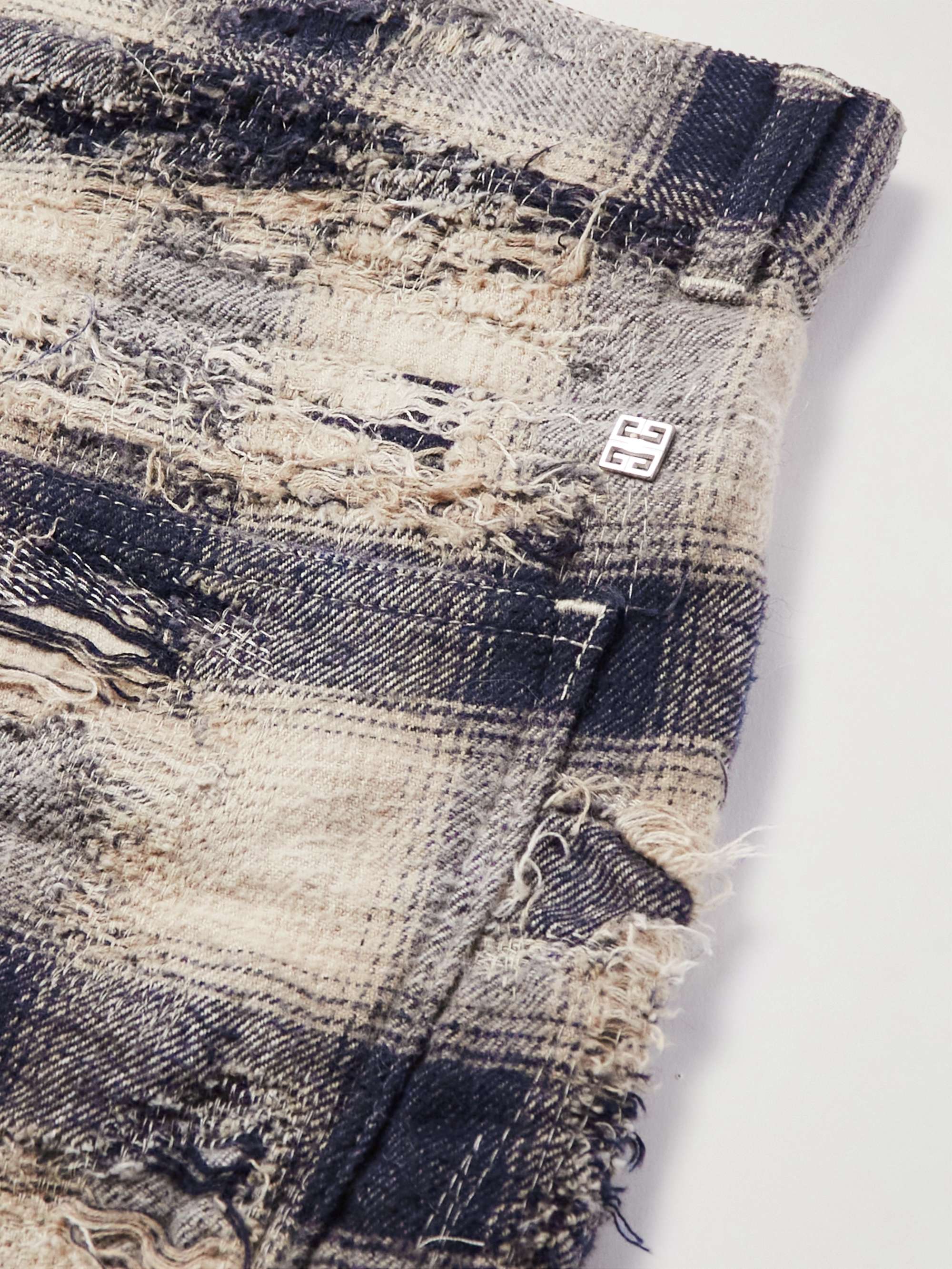 GIVENCHY Straight-Leg Distressed Checked Jeans