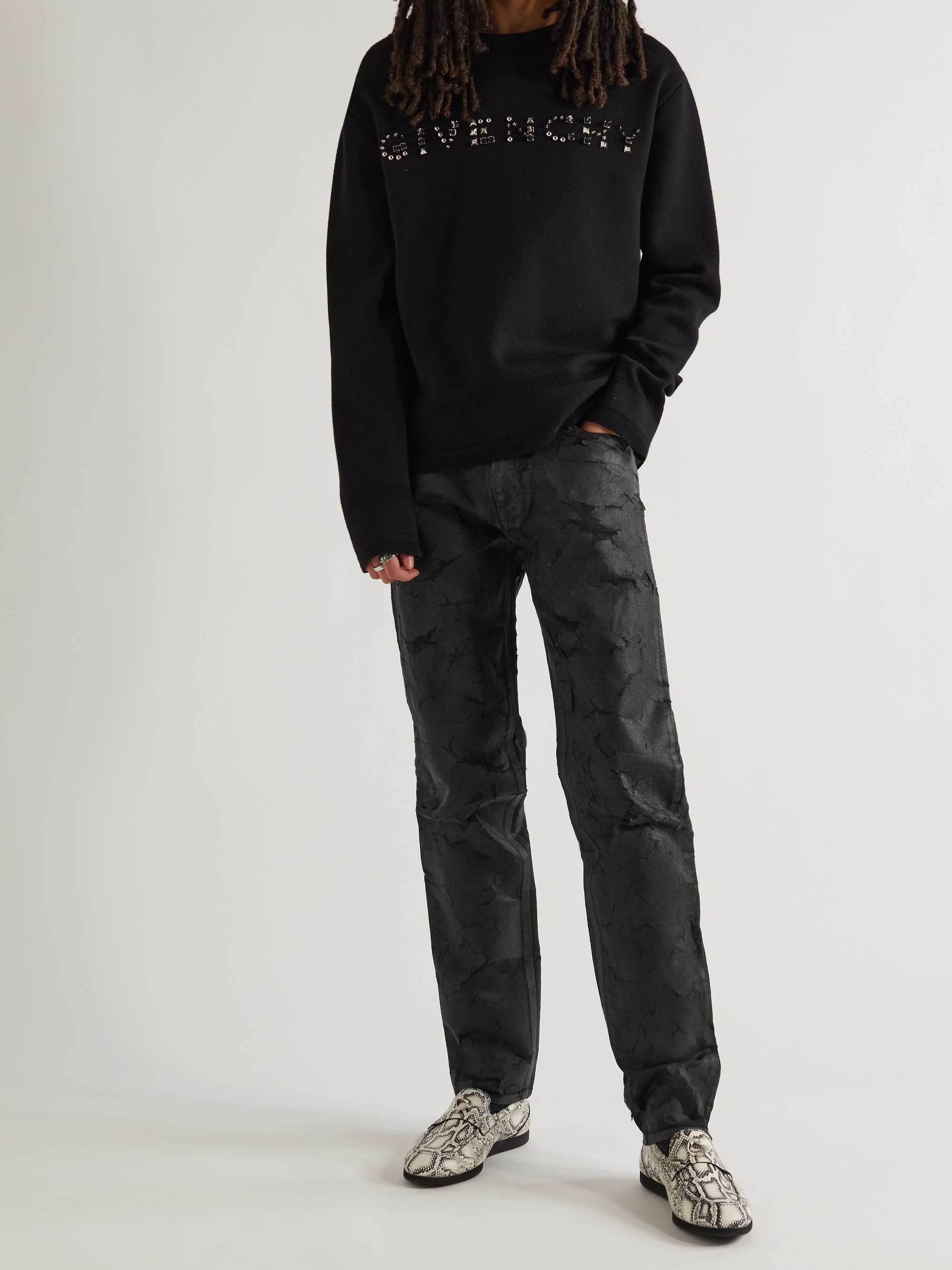 GIVENCHY Slim-Fit Distressed Coated Jeans for Men