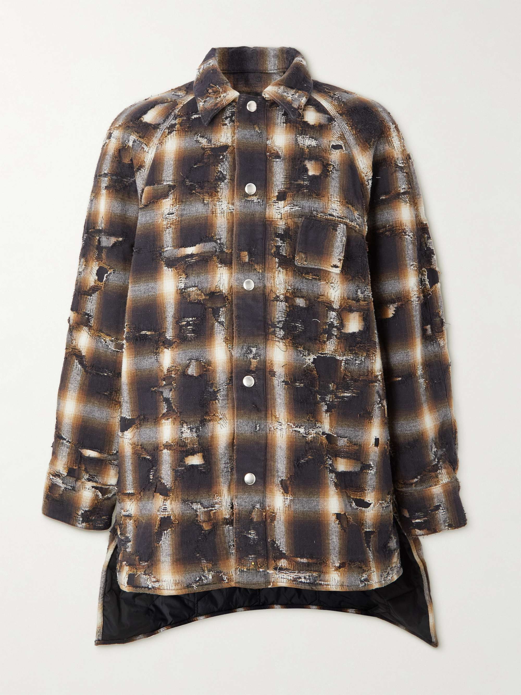 GIVENCHY جاكيت بأسلوب قميص من قطن الفلانيل المبطّن بنقشة المربّعات وبتأثير معتّق