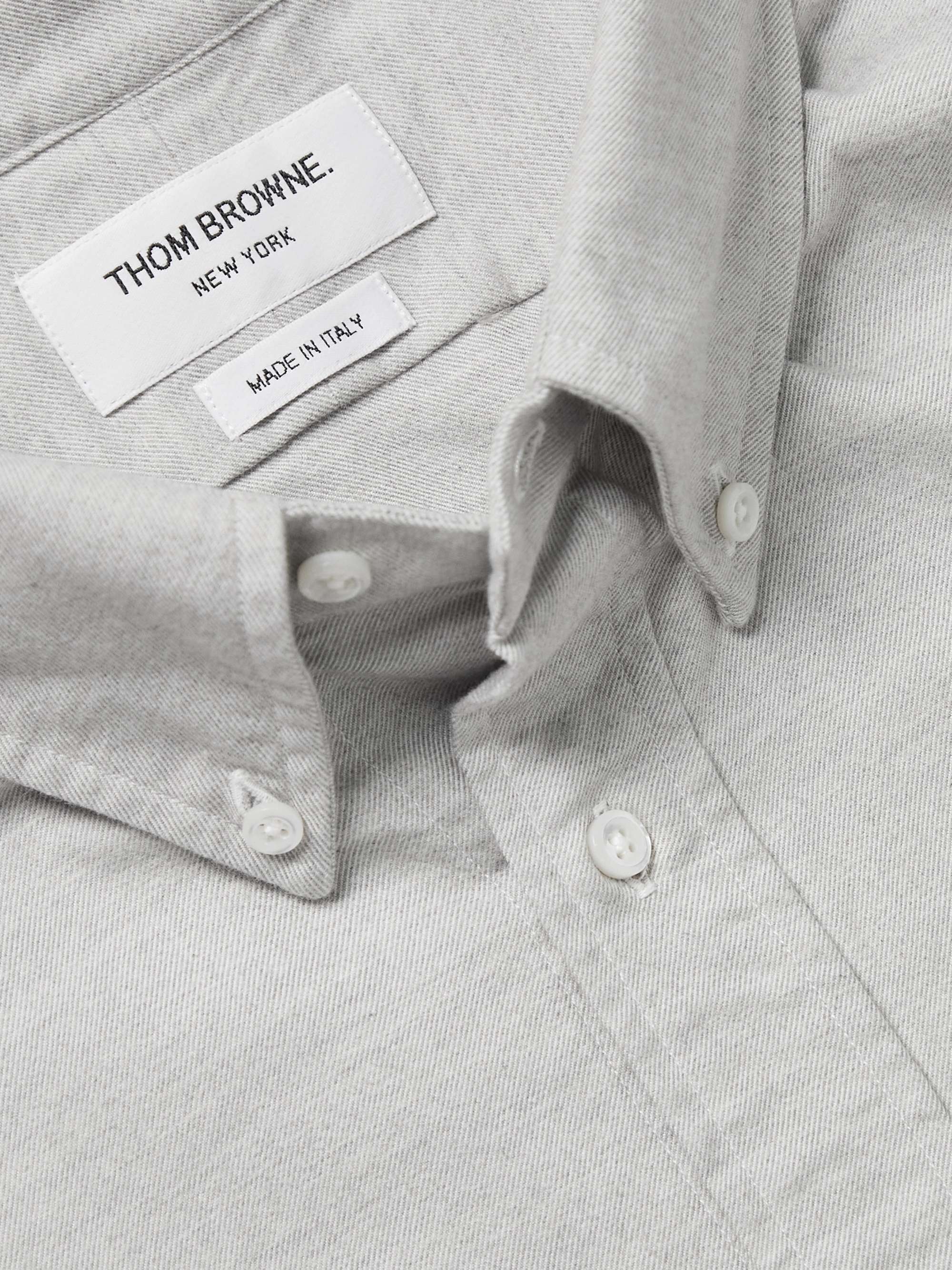 THOM BROWNE Button-Down Collar Striped Cotton Oxford Shirt