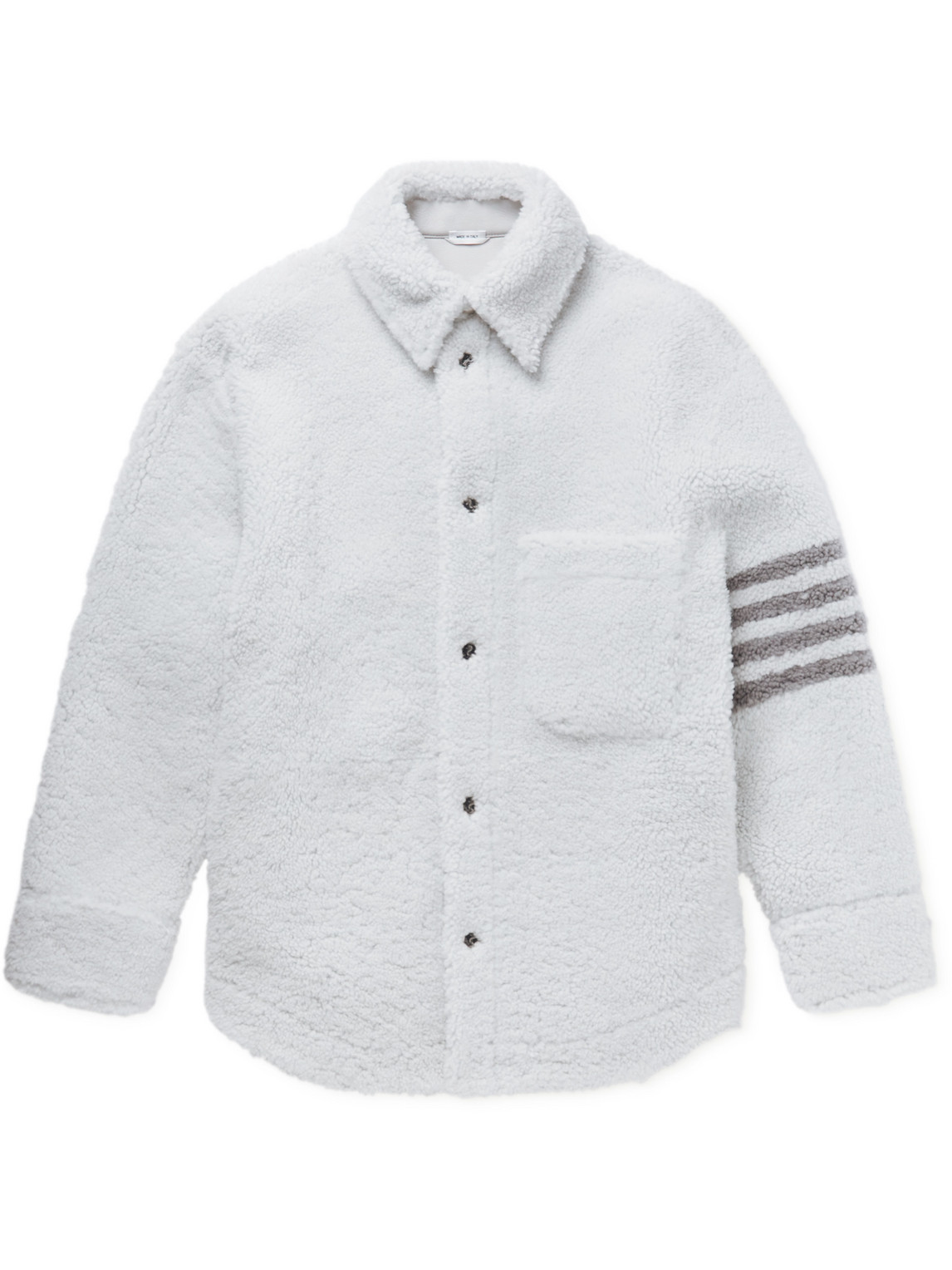 THOM BROWNE OVERSIZED STRIPED SHEARLING JACKET