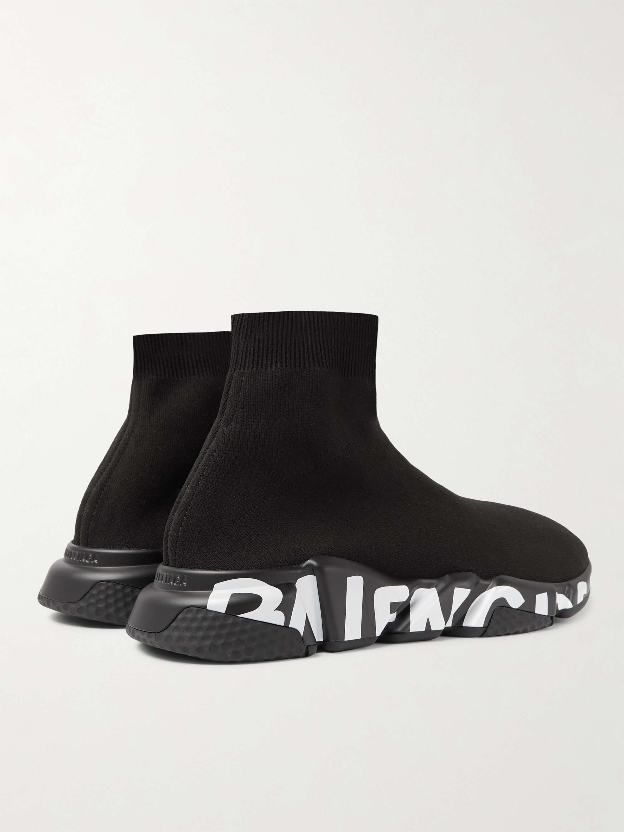 BALENCIAGA Speed Sock Logo-Print Stretch-Knit Slip-On Sneakers
