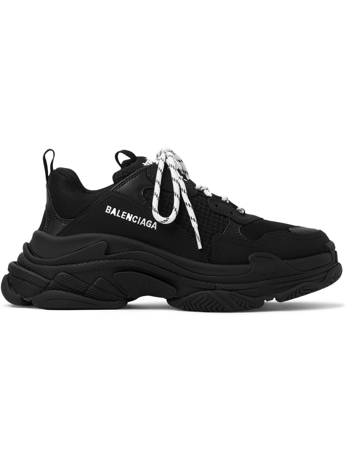 BALENCIAGA TRIPLE S MESH, FAUX NUBUCK AND FAUX LEATHER SNEAKERS