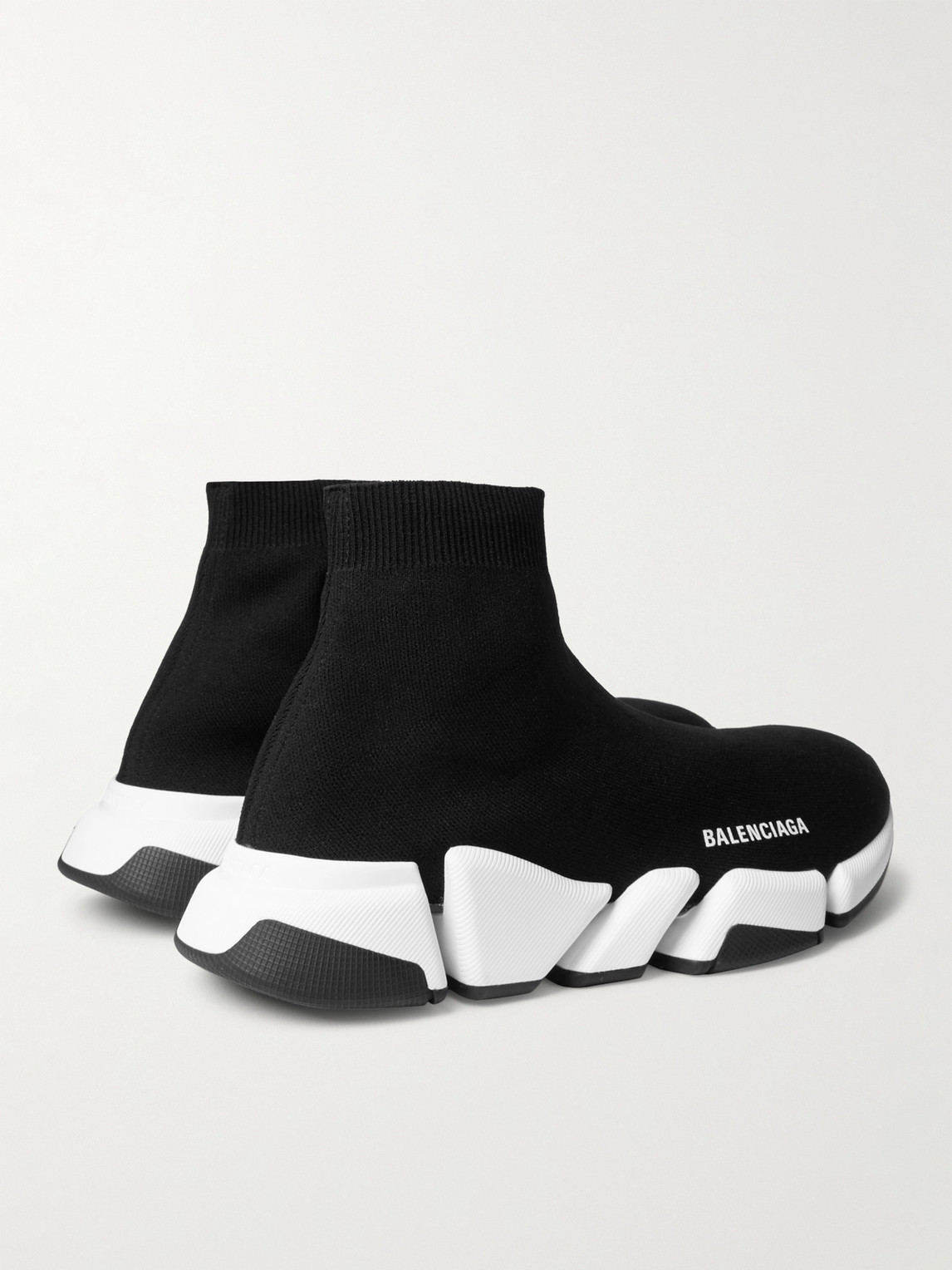 Shop Balenciaga Speed 2.0 Logo-print Stretch-knit Slip-on Sneakers In Black