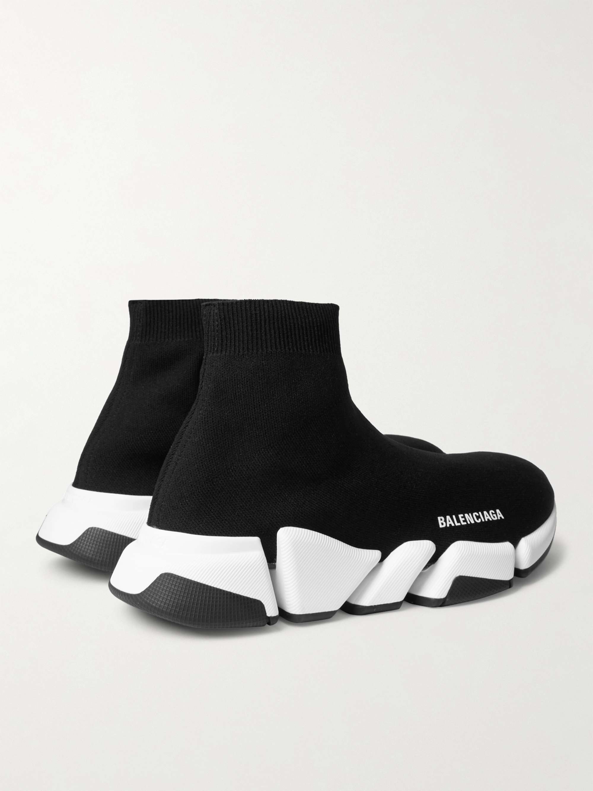 BALENCIAGA Speed 2.0 Logo-Print Stretch-Knit Slip-On Sneakers
